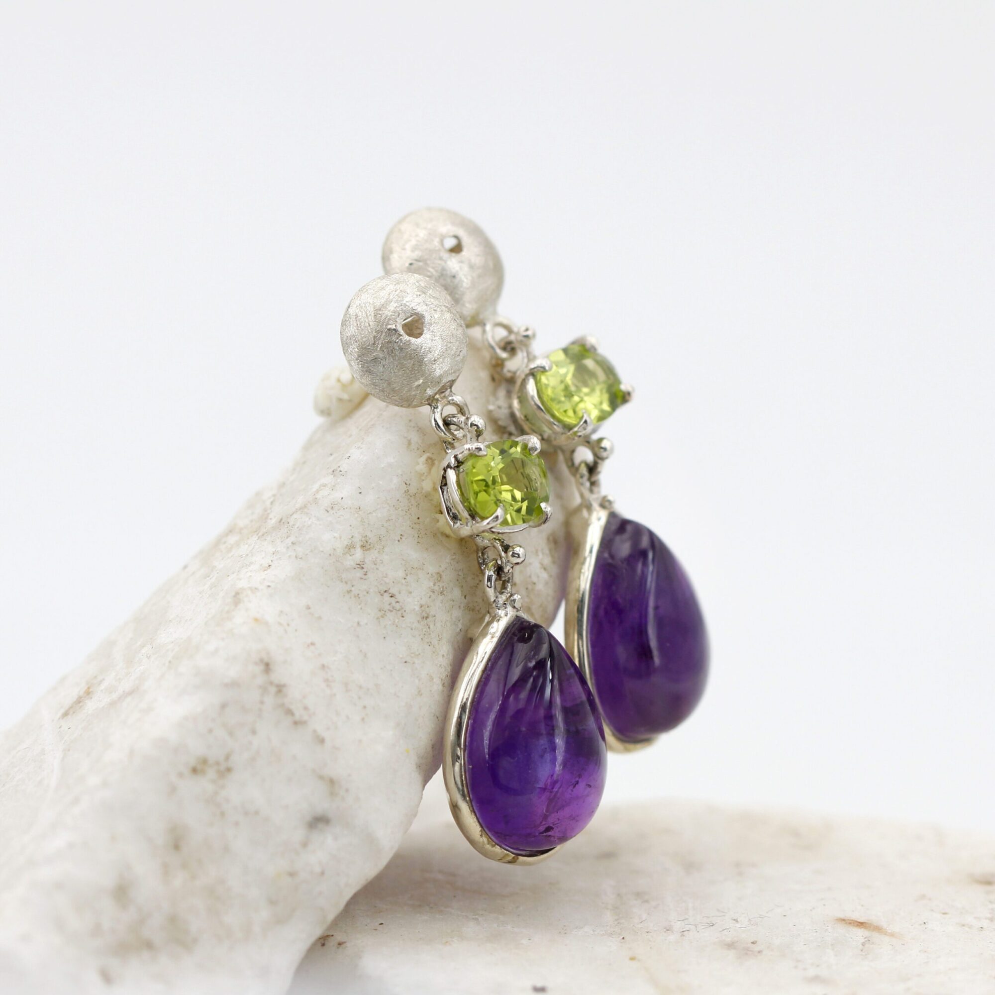 Anna Gioielli Orecchini argento ametista goccia peridoto 35 mm