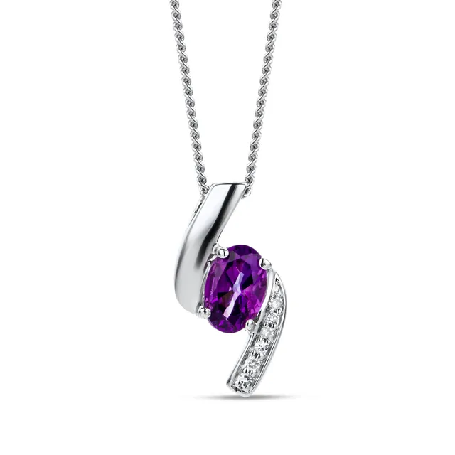 Miore Collana Oro Bianco 375 Ametista Donna