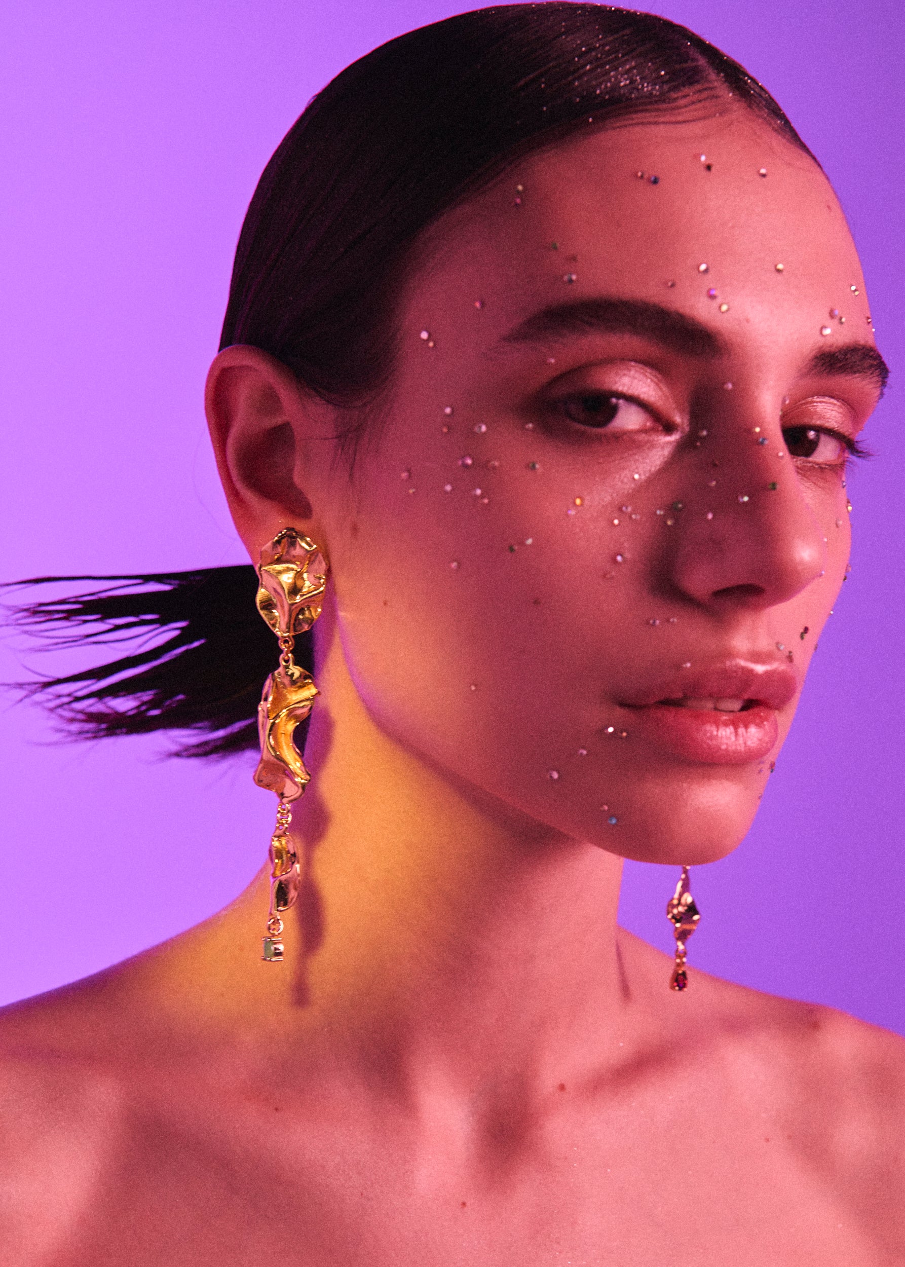 Voodoo Jewels Bold Shapes Acapulco Orecchini bronzo dorato pietre