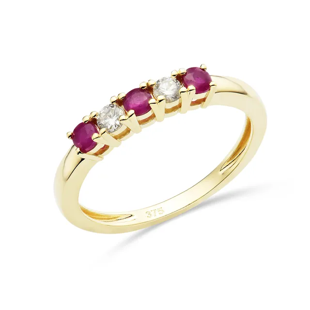 Miore anello oro giallo 9Kt rubino naturale