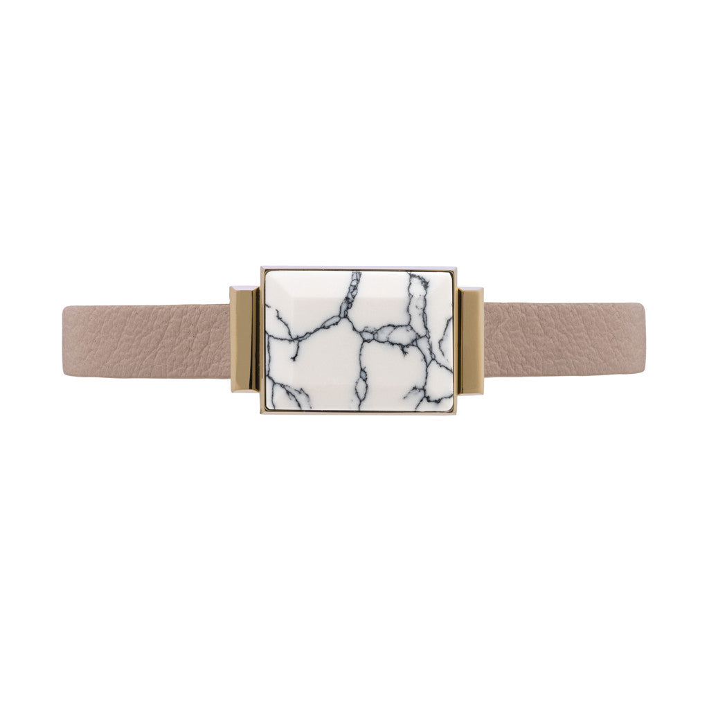 Ringly GO Bracciale White Blush pelle oro taglia unica