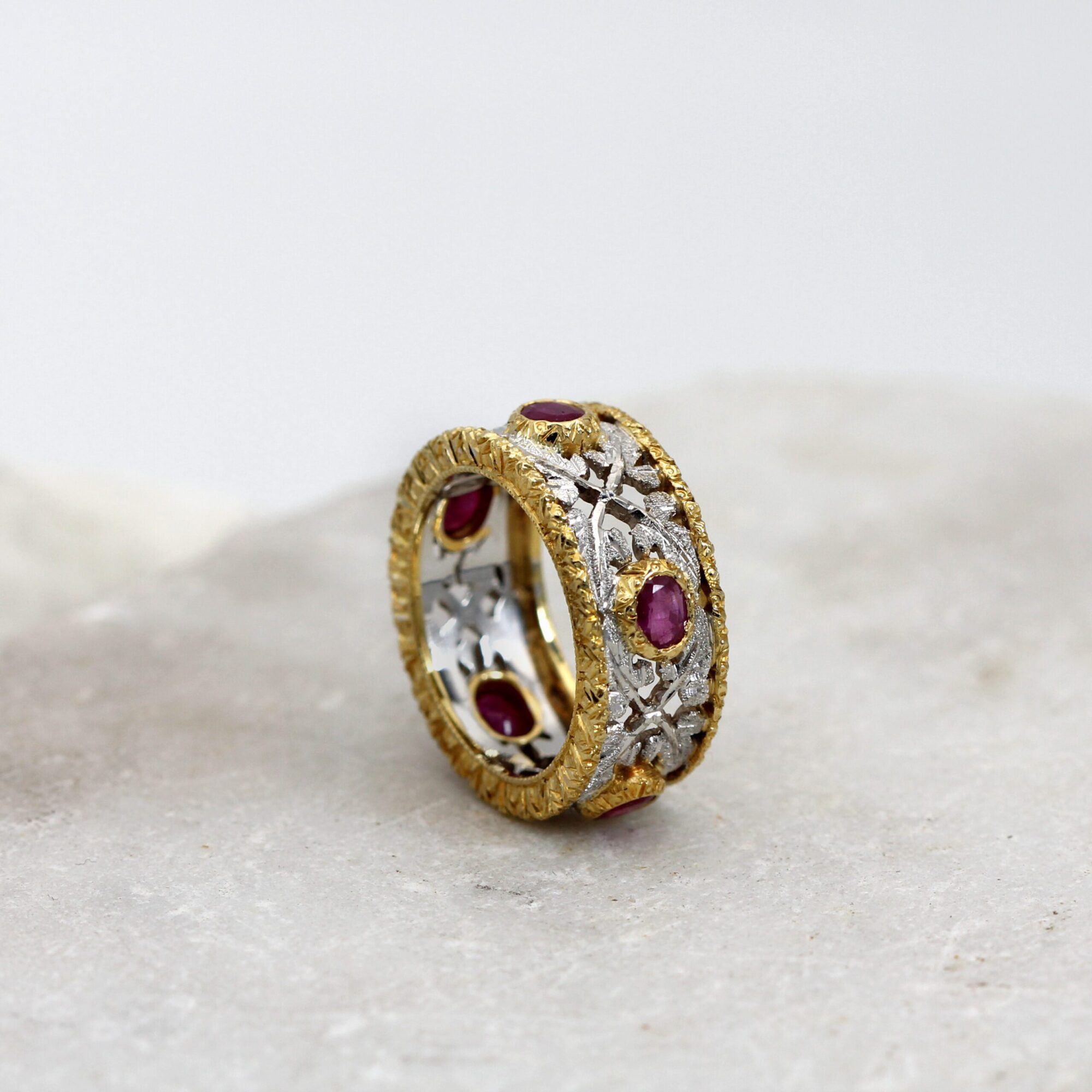 Anna Gioielli Stile Orafo Fiorentino anello oro rubini 9 mm