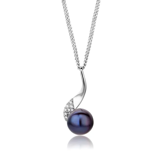 Miore Collana Perle Zirconi Argento 925