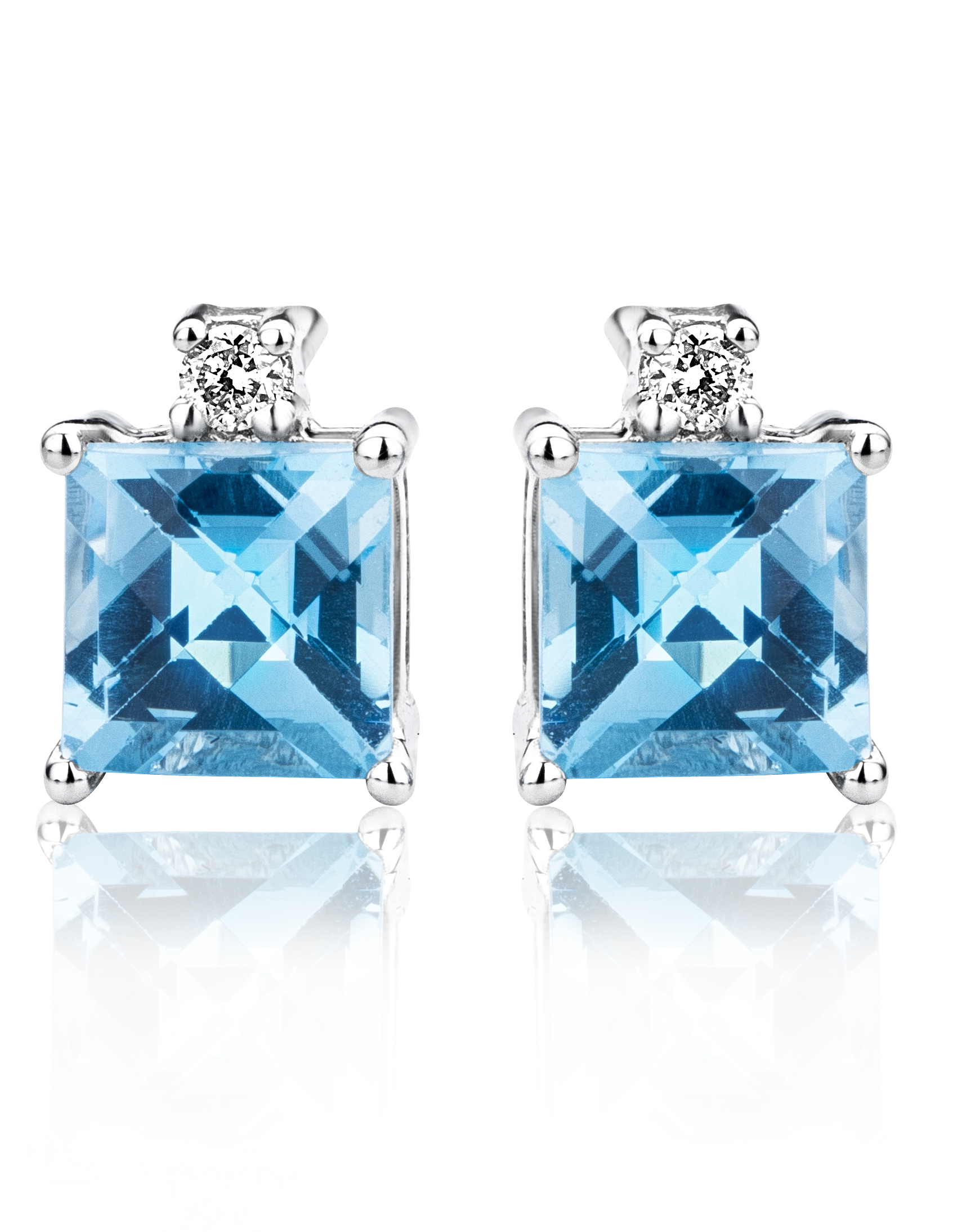 Miore Earrings Orecchini Oro Bianco Topazio Blu 9KT