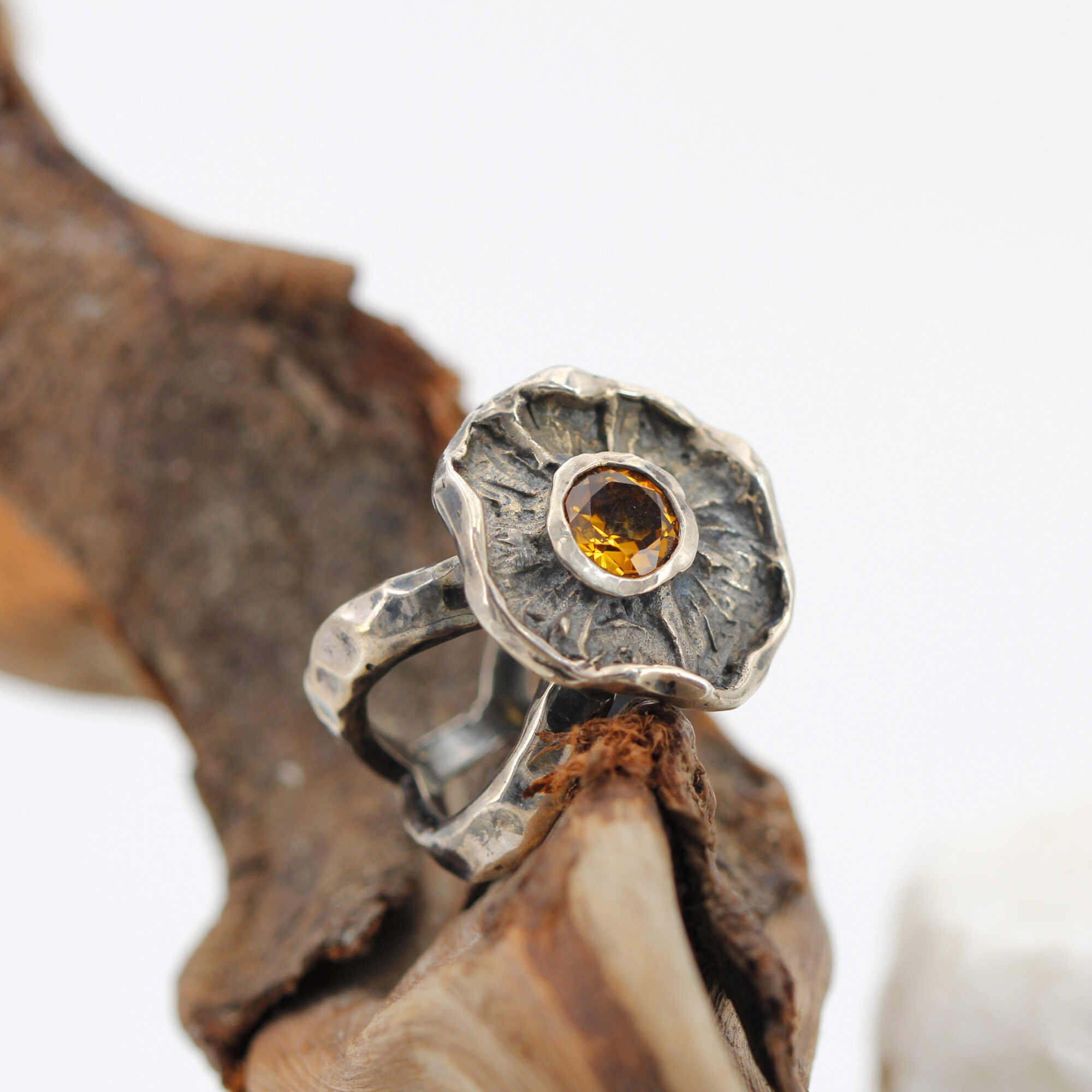 Anna Gioielli Winter Flower Anello Argento Quarzo Citrino