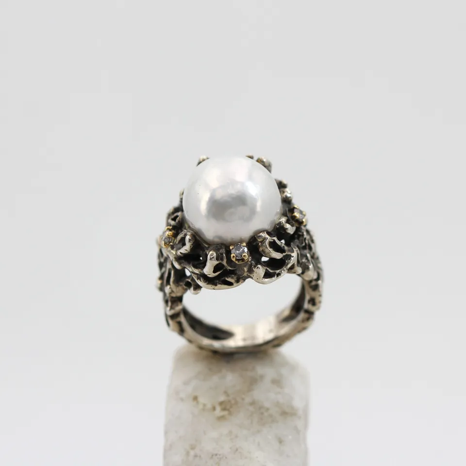 Anna Gioielli Anelli anello argento perla diamanti 0,06 ct