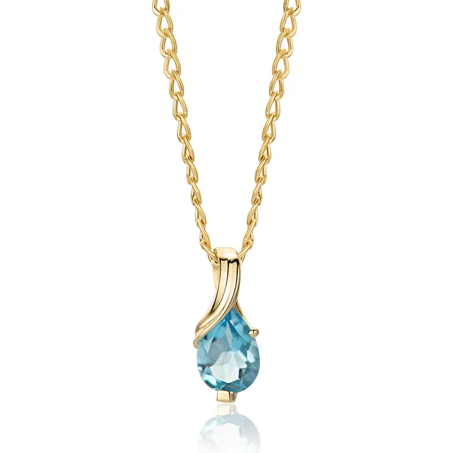 Miore Collana Oro Giallo 9KT Topazio Blu