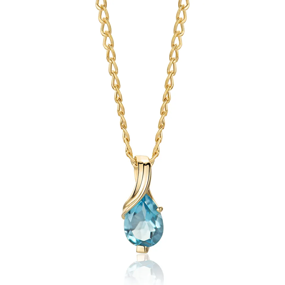 Miore Collana Oro Giallo 9KT Topazio Blu