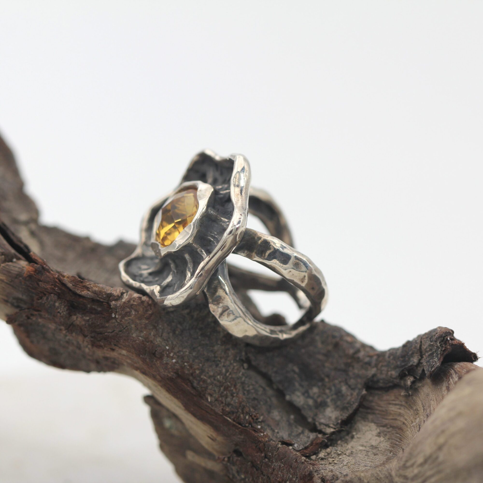 Anna Gioielli Winter Flower anello argento quarzo citrino
