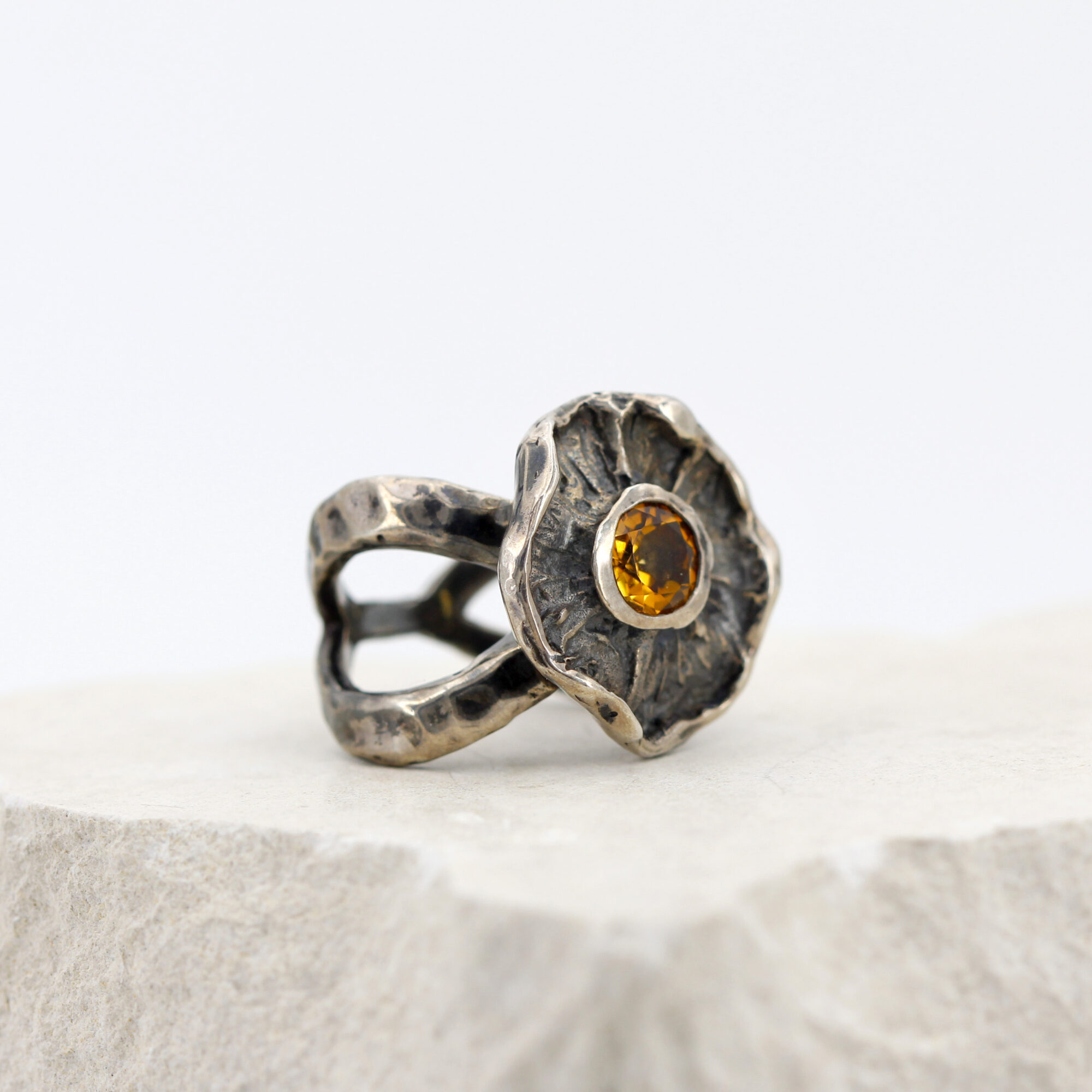 Anna Gioielli Winter Flower Anello Argento Quarzo Citrino