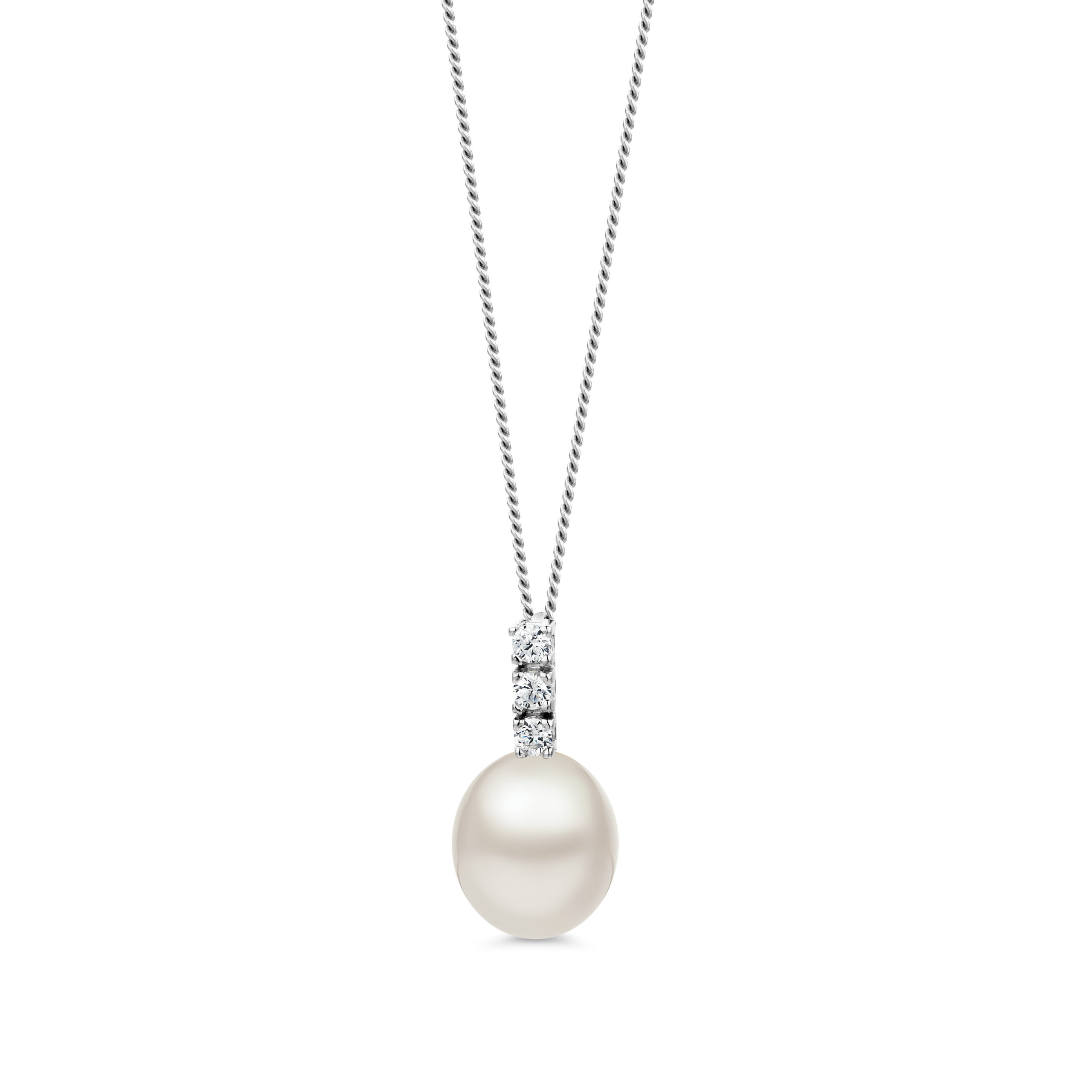 Miore Collana Perle Oro Bianco 9Kt 375