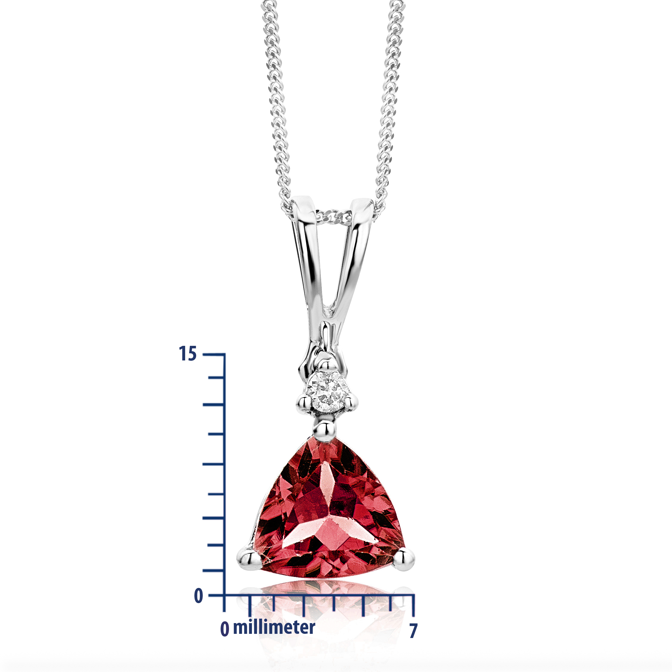Miore Collana Oro Bianco 9Kt con Granato