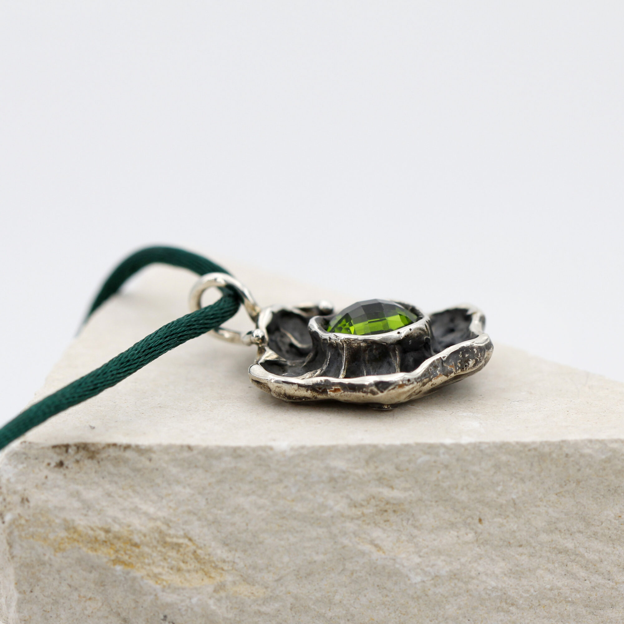 Anna Gioielli Pendenti Ciondolo Argento Fiore Zircone Verde 26mm