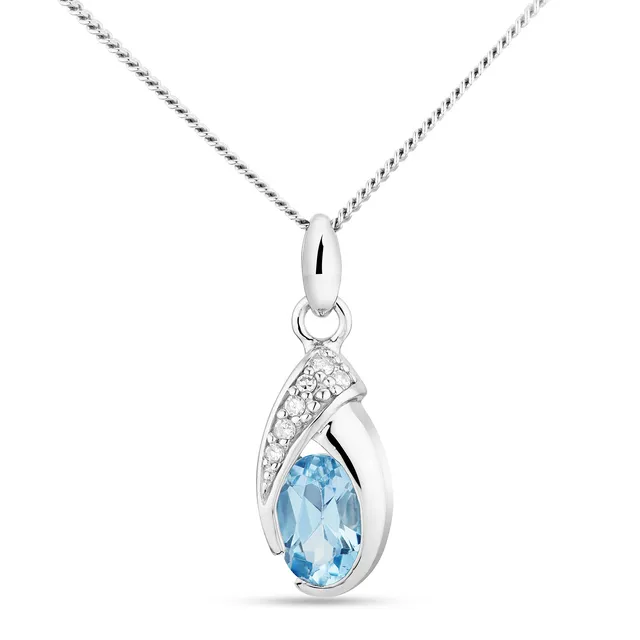 Miore Collana oro bianco 9kt topazio blu