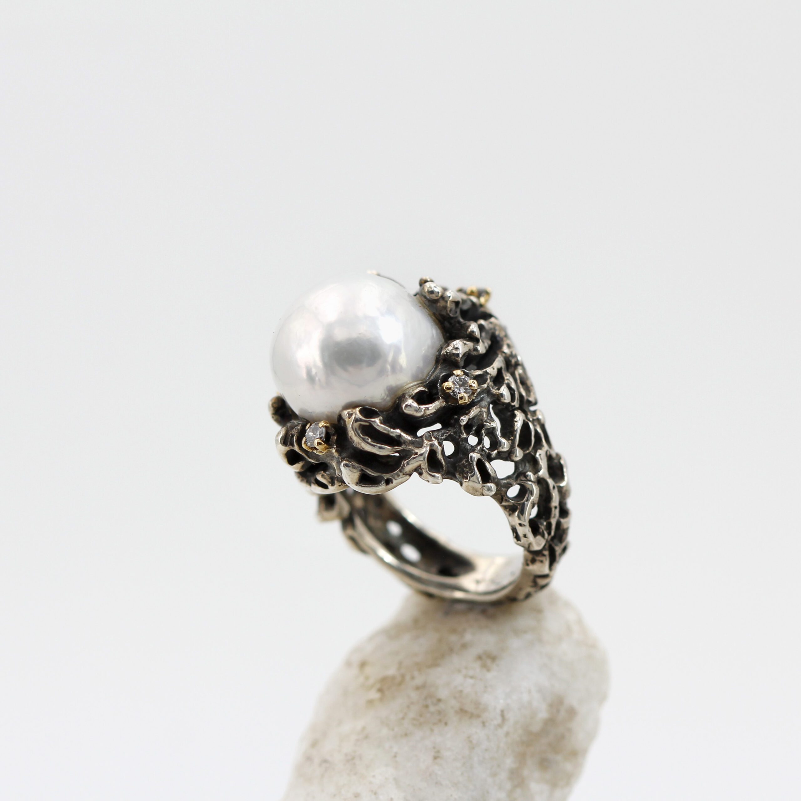 Anna Gioielli Anelli anello argento perla diamanti 0,06 ct
