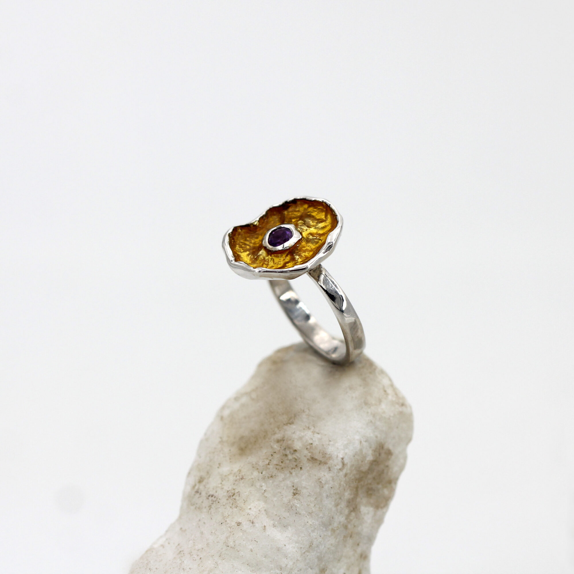Anna Gioielli Winter Flower Small anello argento ametista