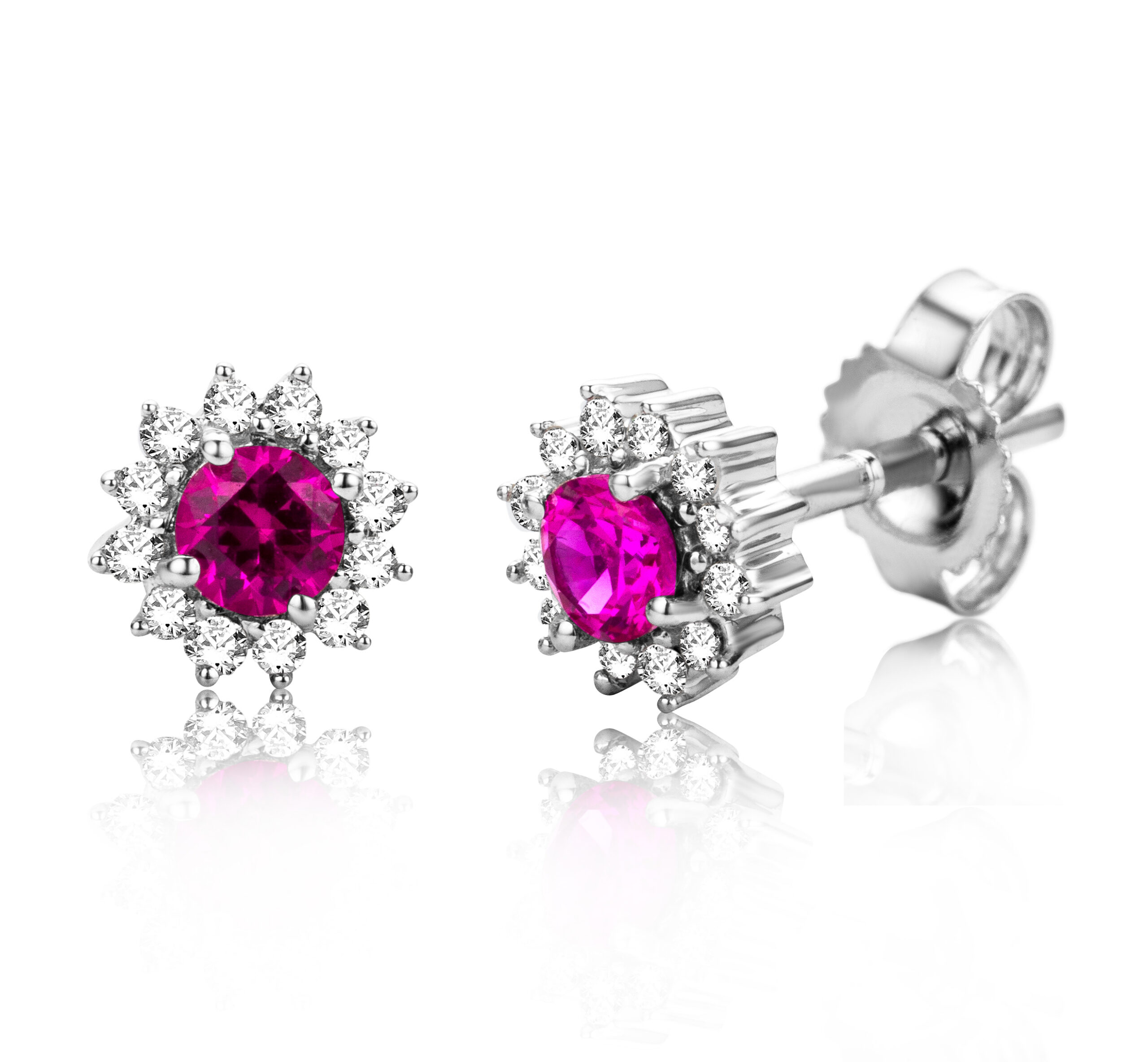 Miore Earrings 9KT Orecchini Oro Bianco Rubino Creato