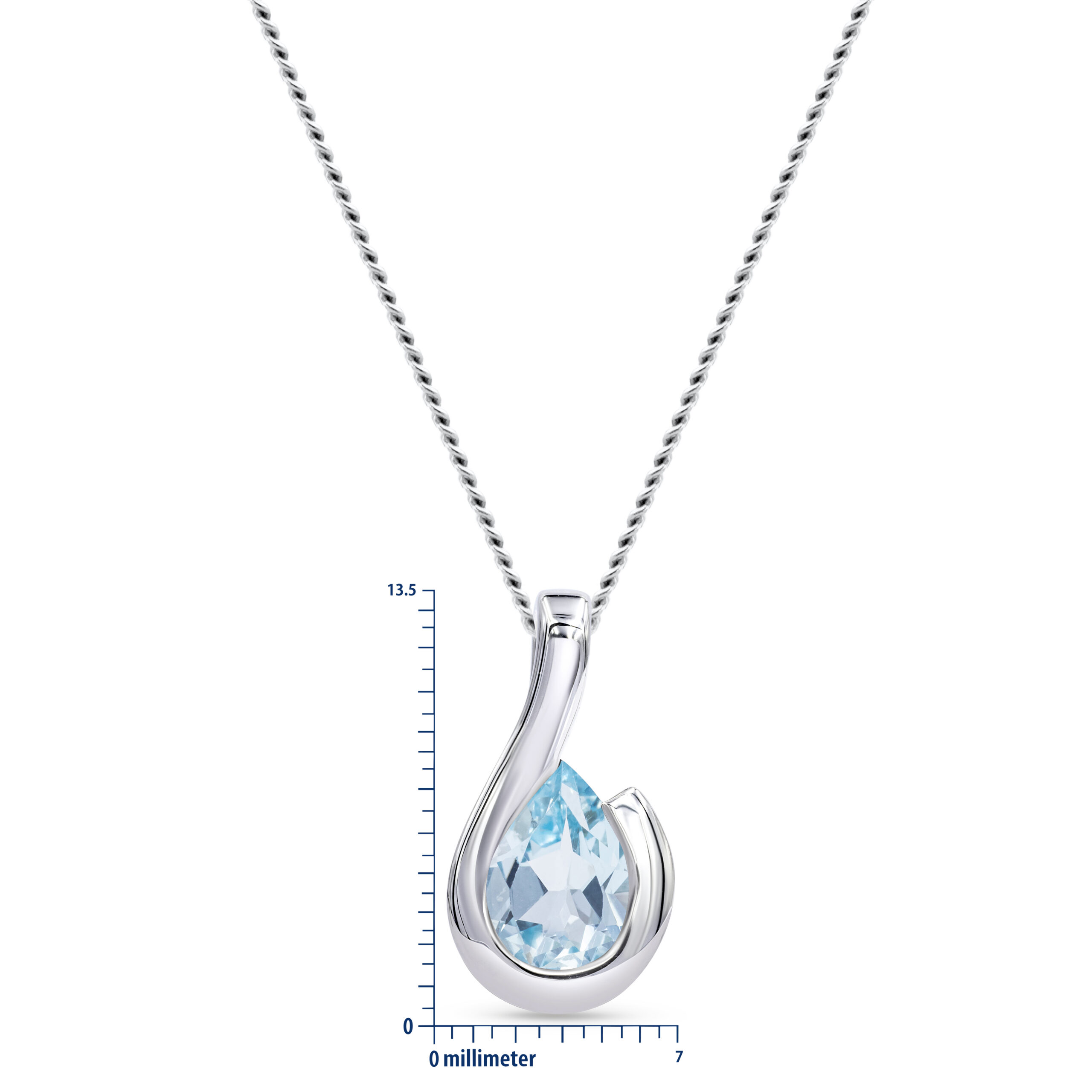 Miore Necklace Collana Oro Bianco 9KT Topazio Blu