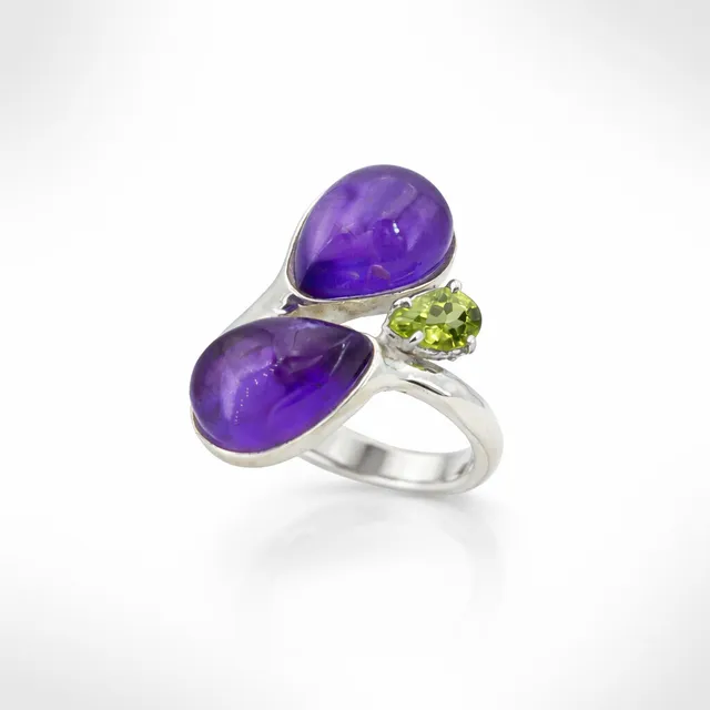 Anna Gioielli Anelli Anello argento ametiste peridoto goccia