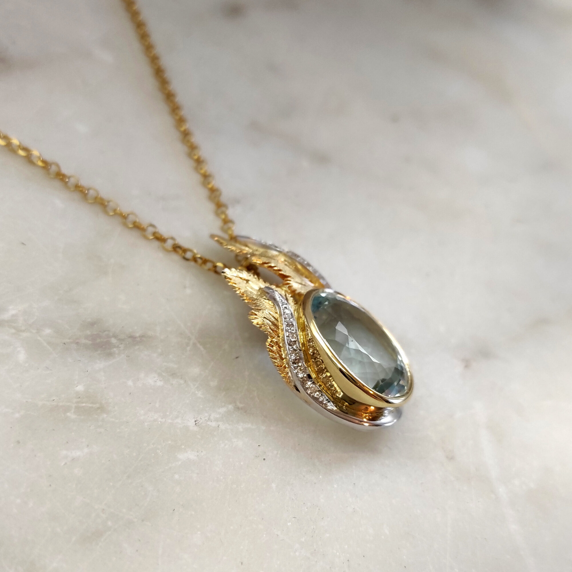 Anna Gioielli Stile Orafo Fiorentino pendente oro acquamarina 10.43 ct