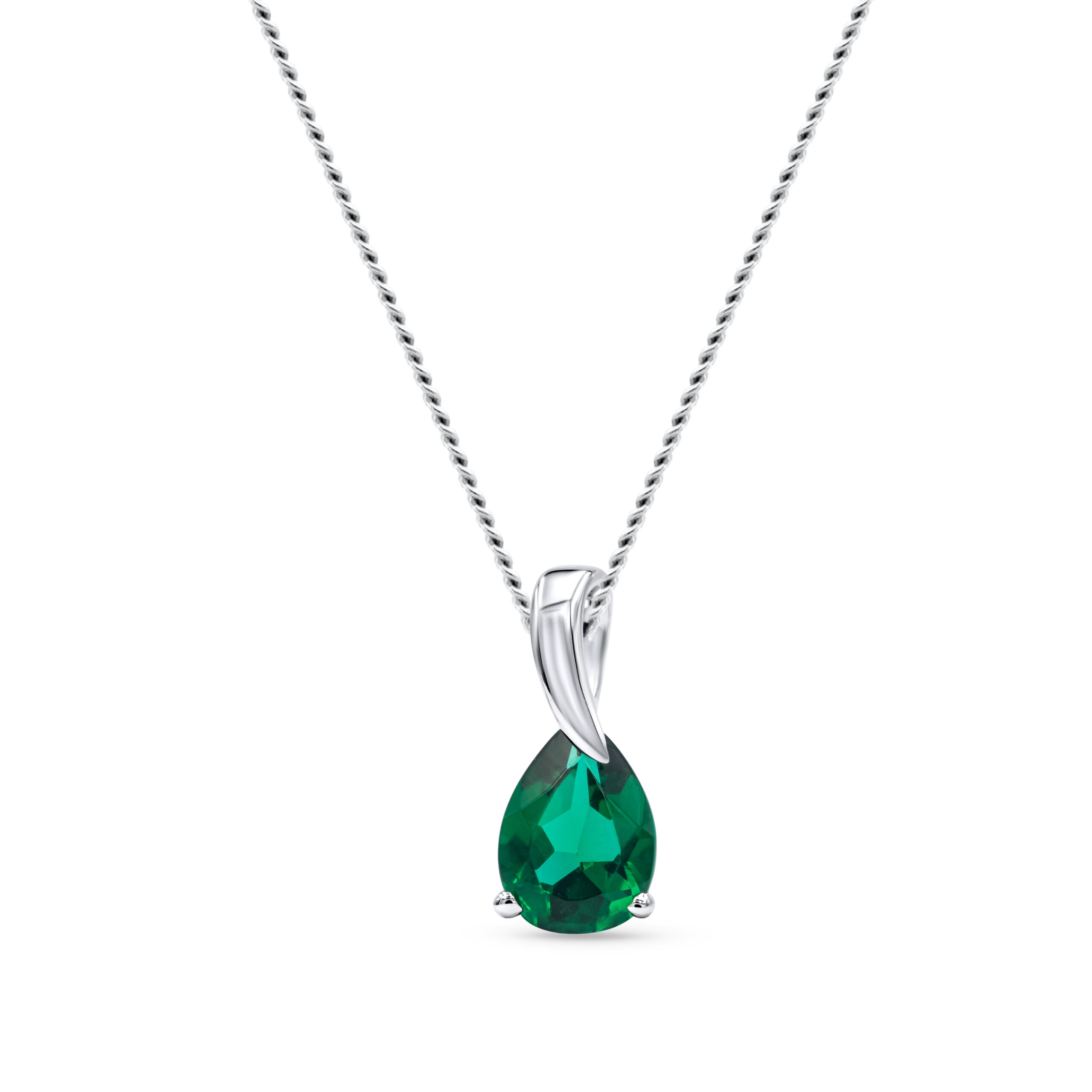 Miore Collana Oro Bianco 9kt Smeraldo Creato