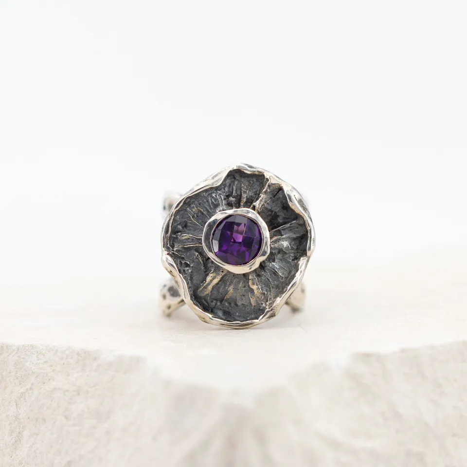 Anna Gioielli Winter Flower anello argento ametista 21 mm