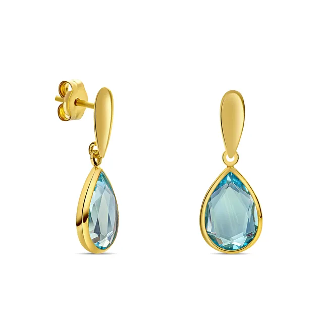 Miore Earrings Orecchini oro giallo 14kt topazio blu