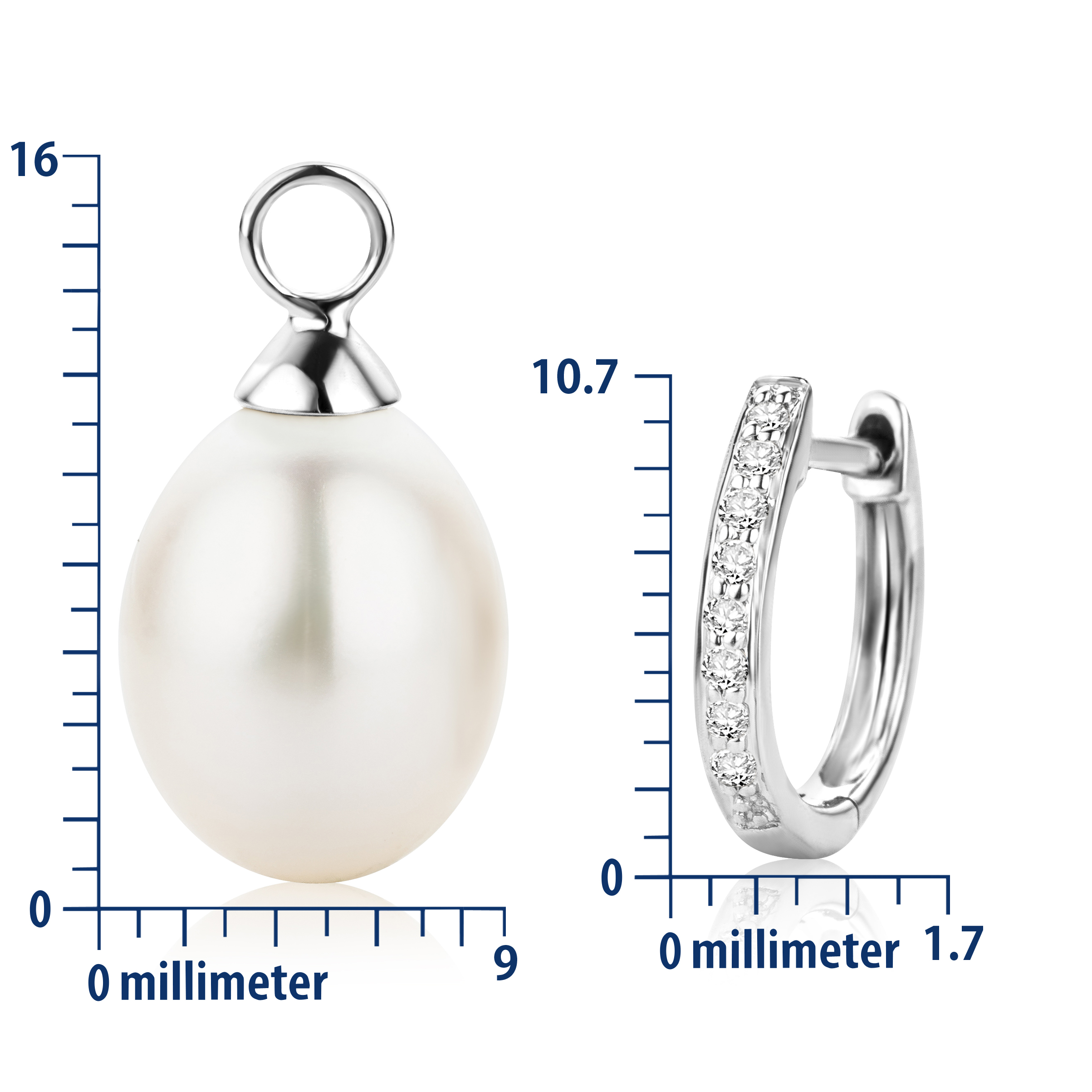 Miore Orecchini oro bianco 9kt perla acqua dolce