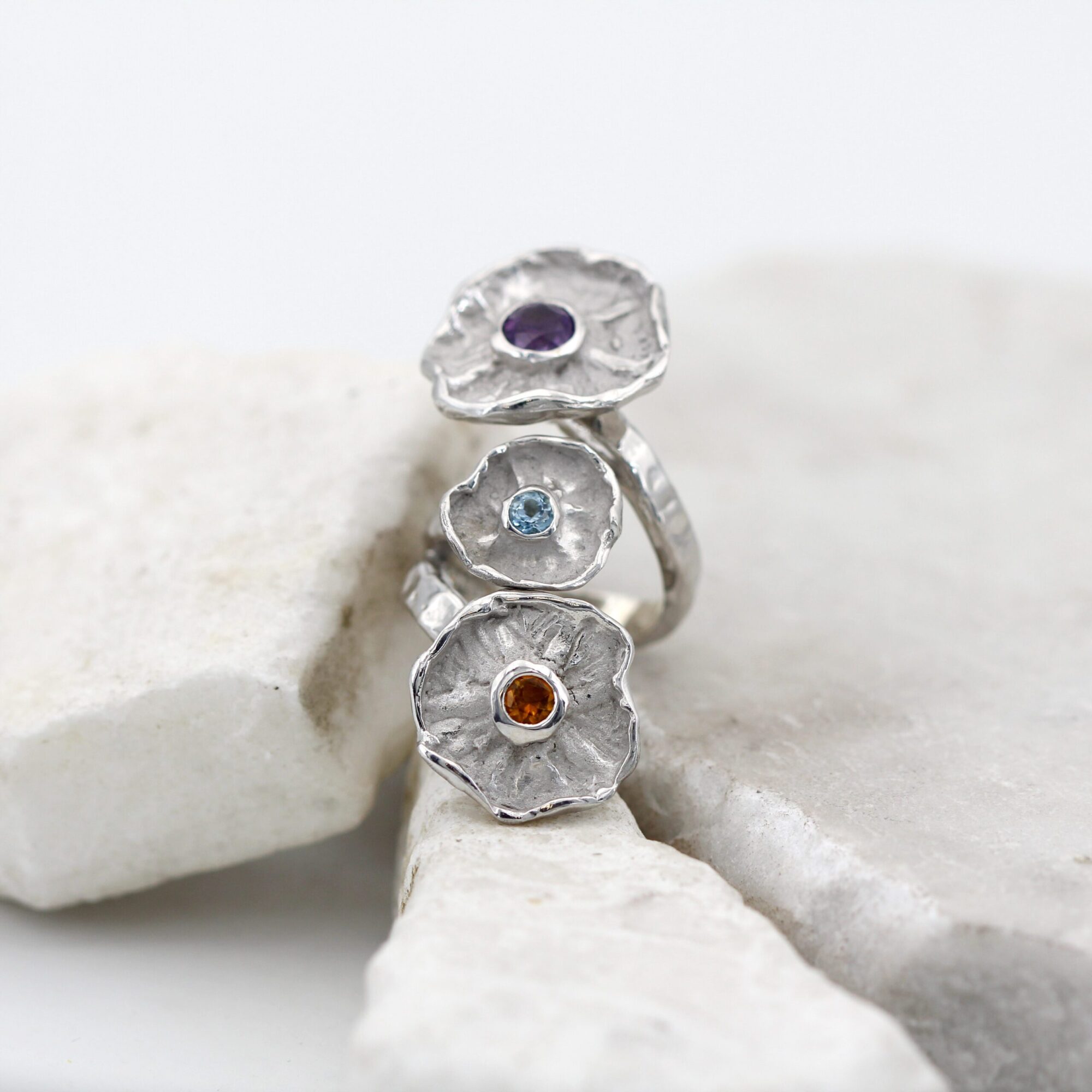 Anna Gioielli Winter Flower Anello argento fiori rotanti 48mm