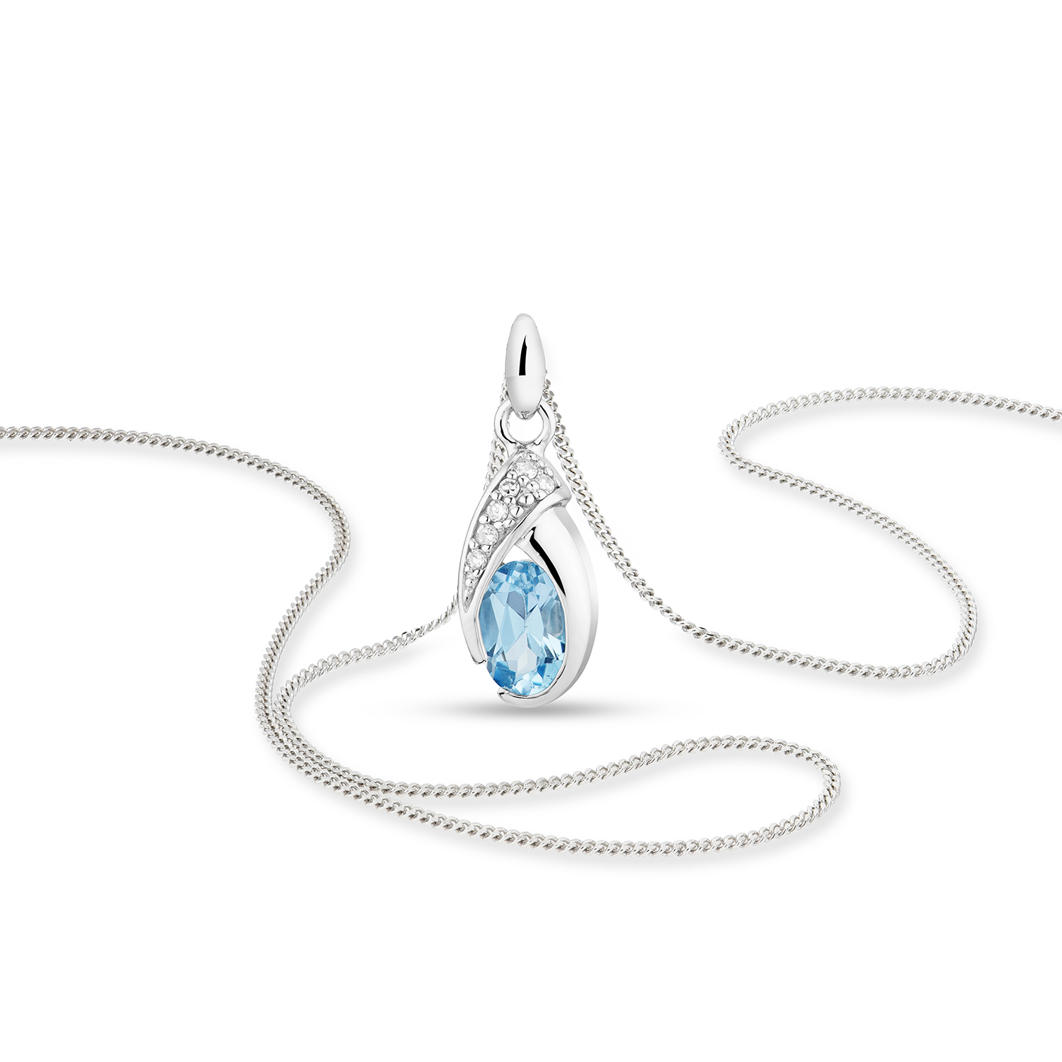 Miore Collana oro bianco 9kt topazio blu
