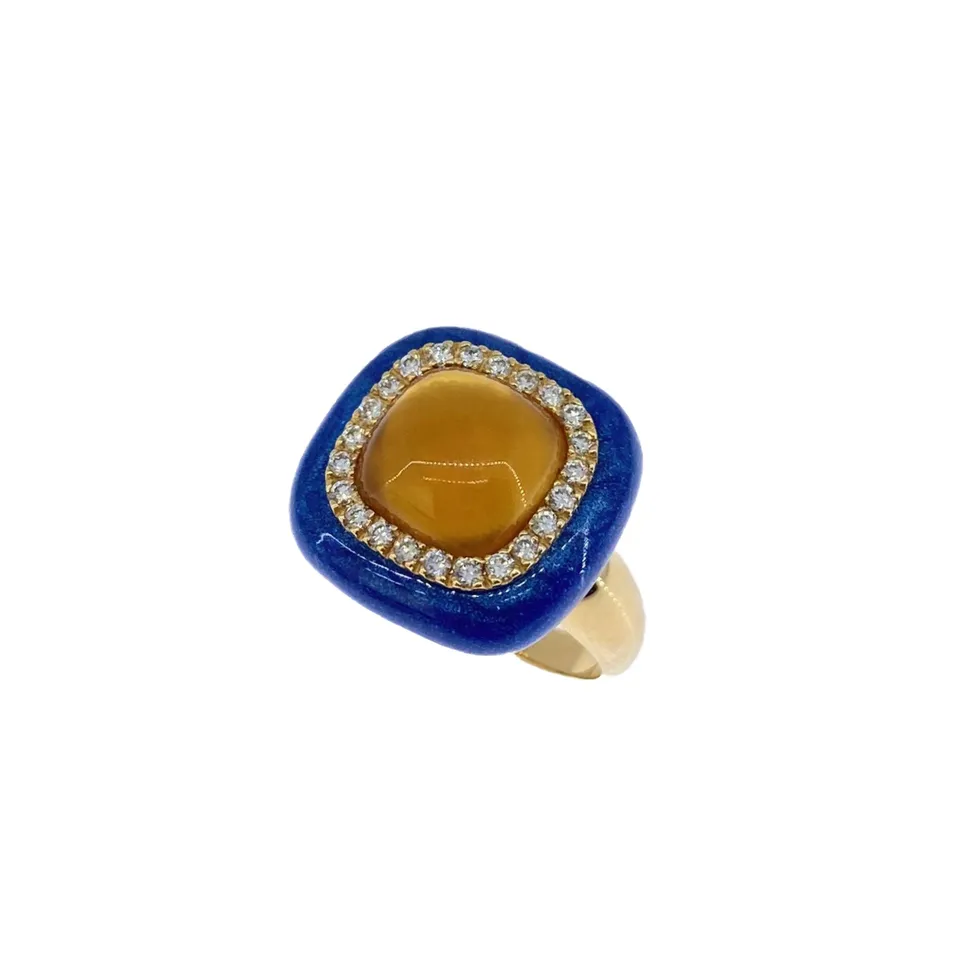 Noi Gioielli Mistica anello oro giallo 18k citrino diamanti