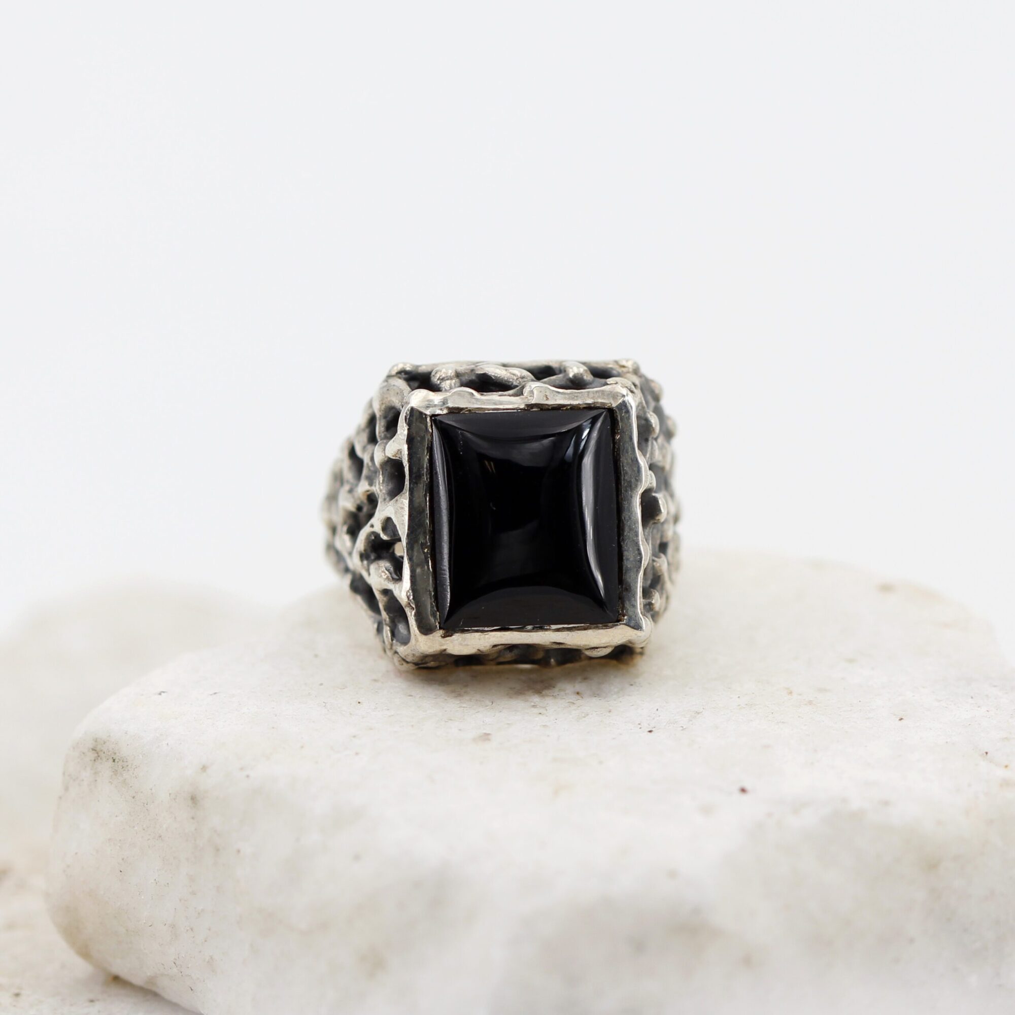 Anna Gioielli Marte anello argento onice nera 13x11,8 mm