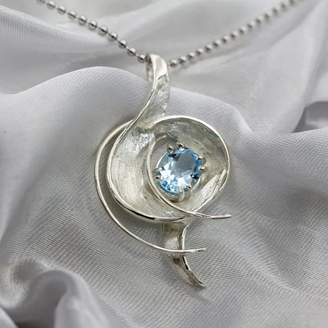 Anna Gioielli pendente argento topazio blu catena 40 cm