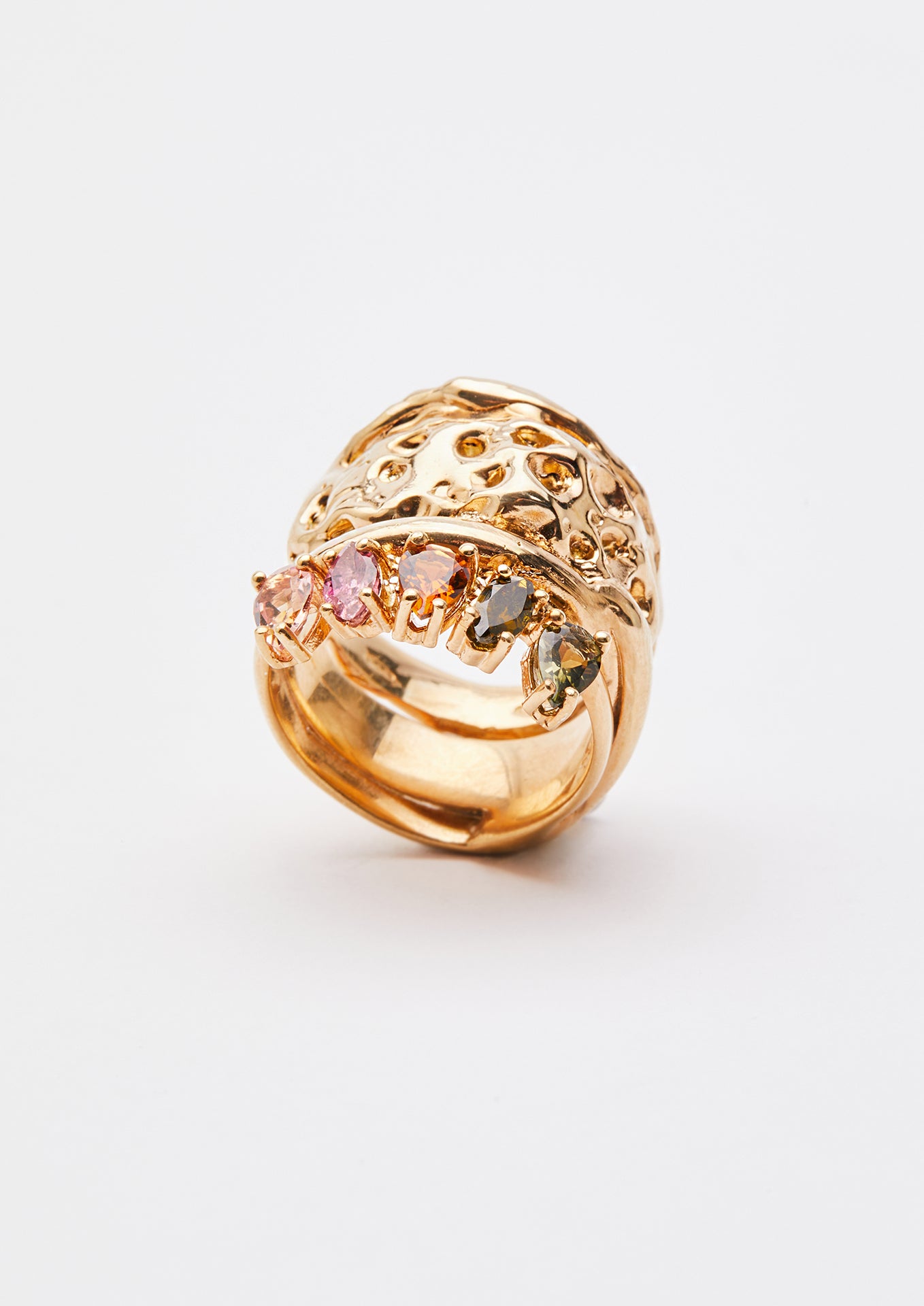 Voodoo Jewels Bold Shapes Cata anello oro tormaline naturali
