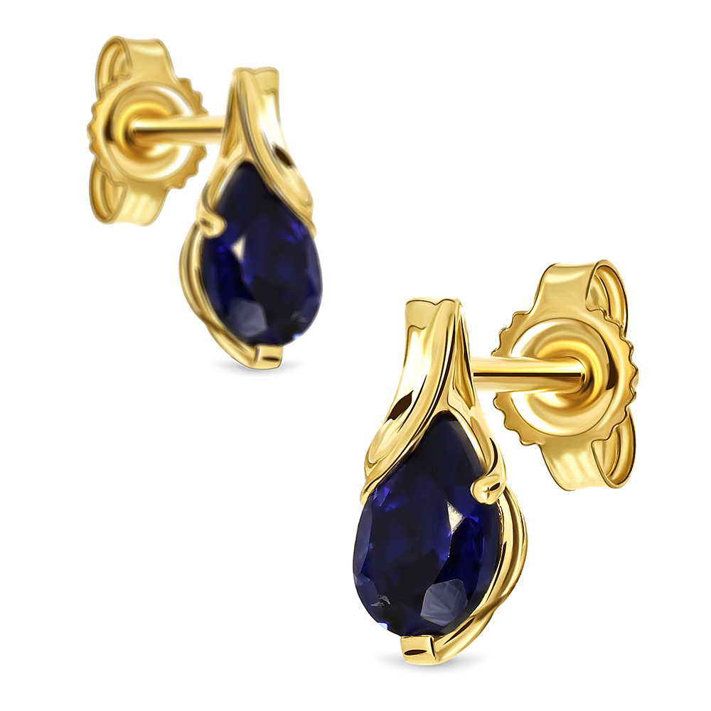 Miore orecchini oro giallo 9Kt zaffiro creato blu