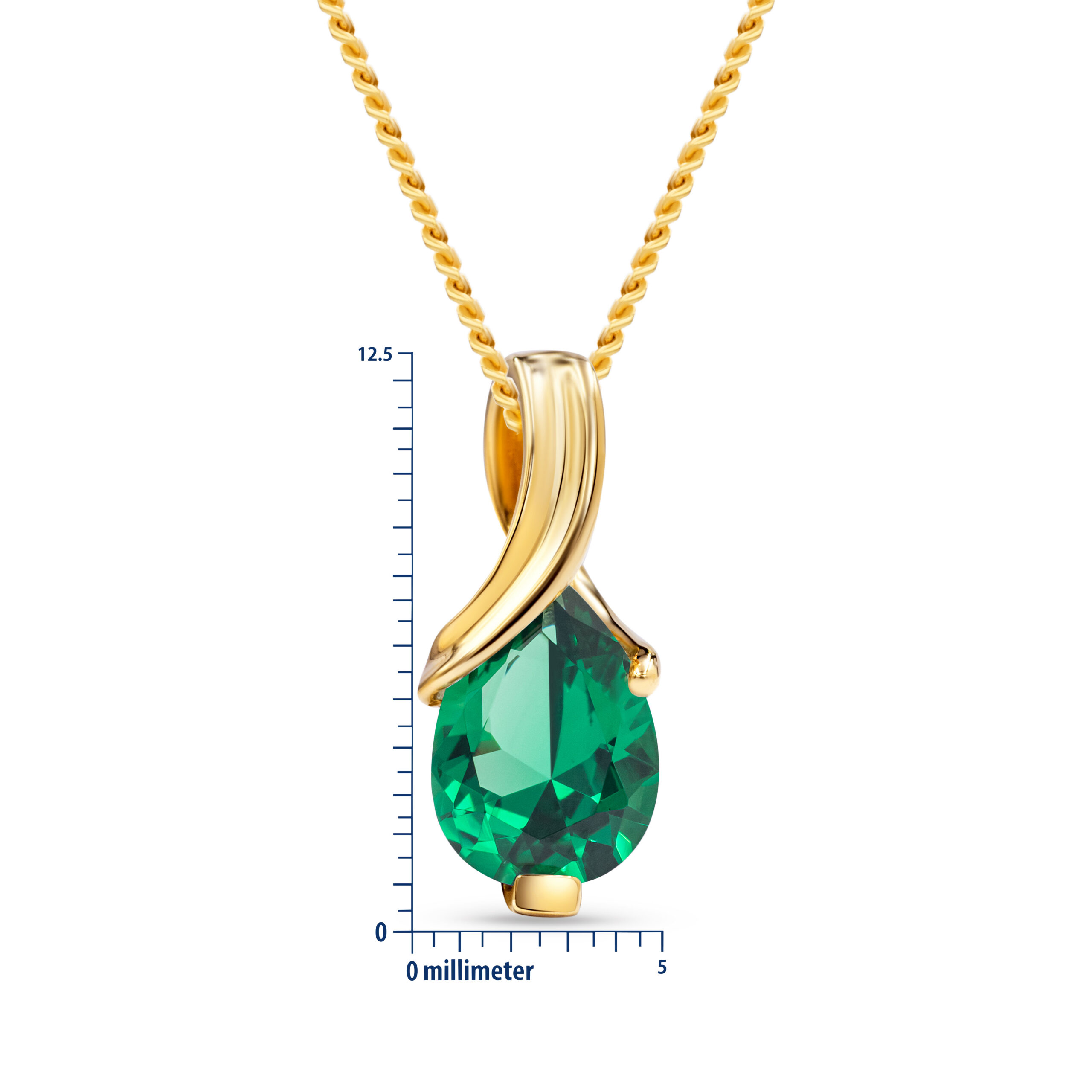 Miore Necklace collana oro giallo 14Kt smeraldo creato