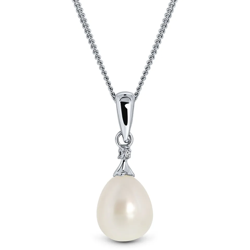 Miore Necklace Collana Oro Bianco Perla Coltivata 9KT