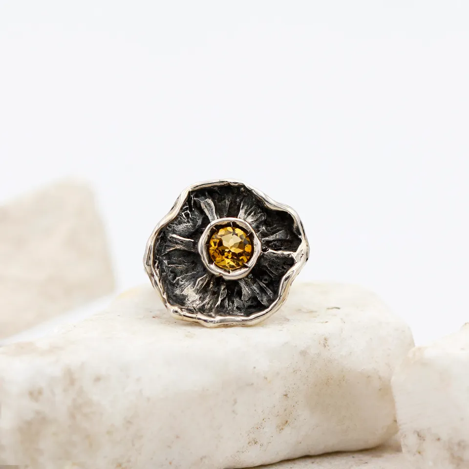 Anna Gioielli Winter Flower Anello Argento 925 Quarzo Citrino