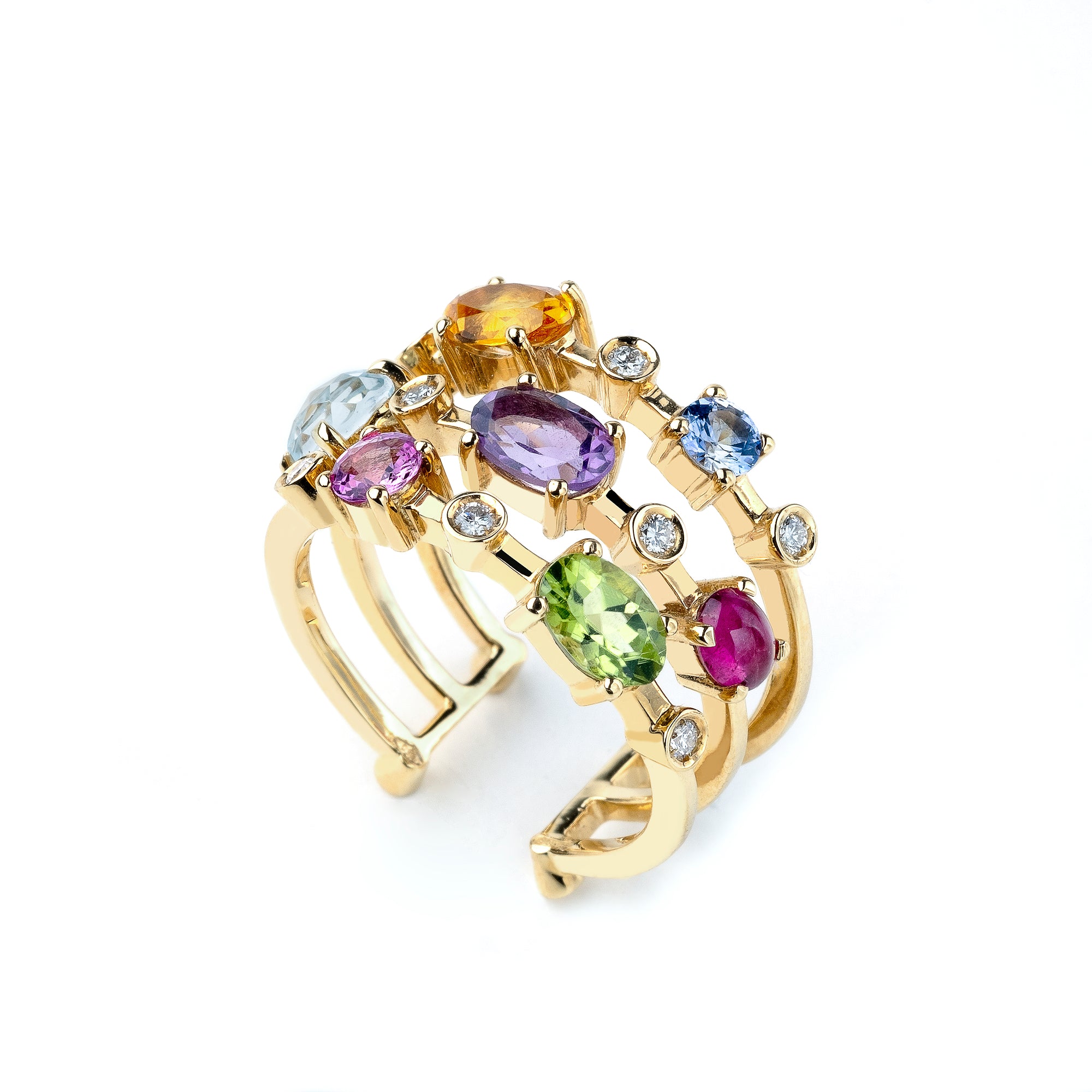 Noi Gioielli Firenze 1873 Incanto anello oro pietre colorate diamanti