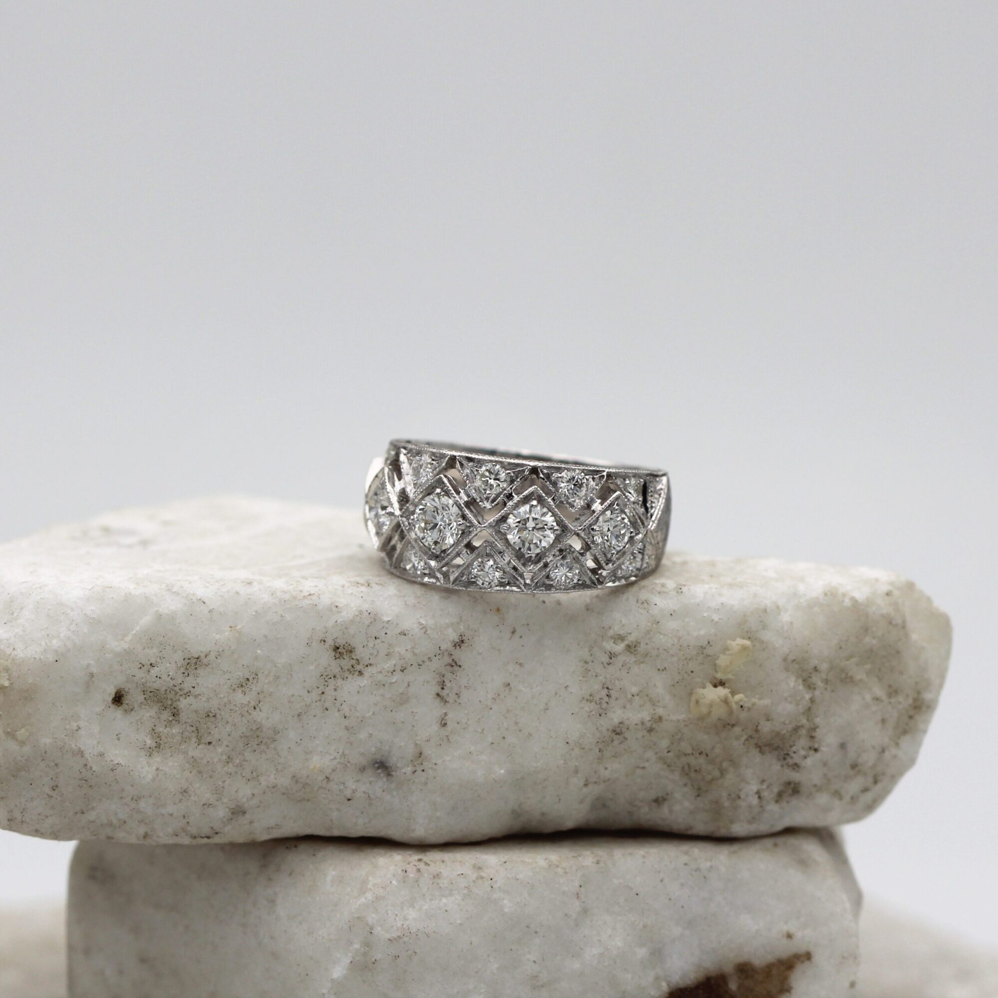 Anna Gioielli Fiorentino Anello Oro Bianco Diamanti 1,38 ct