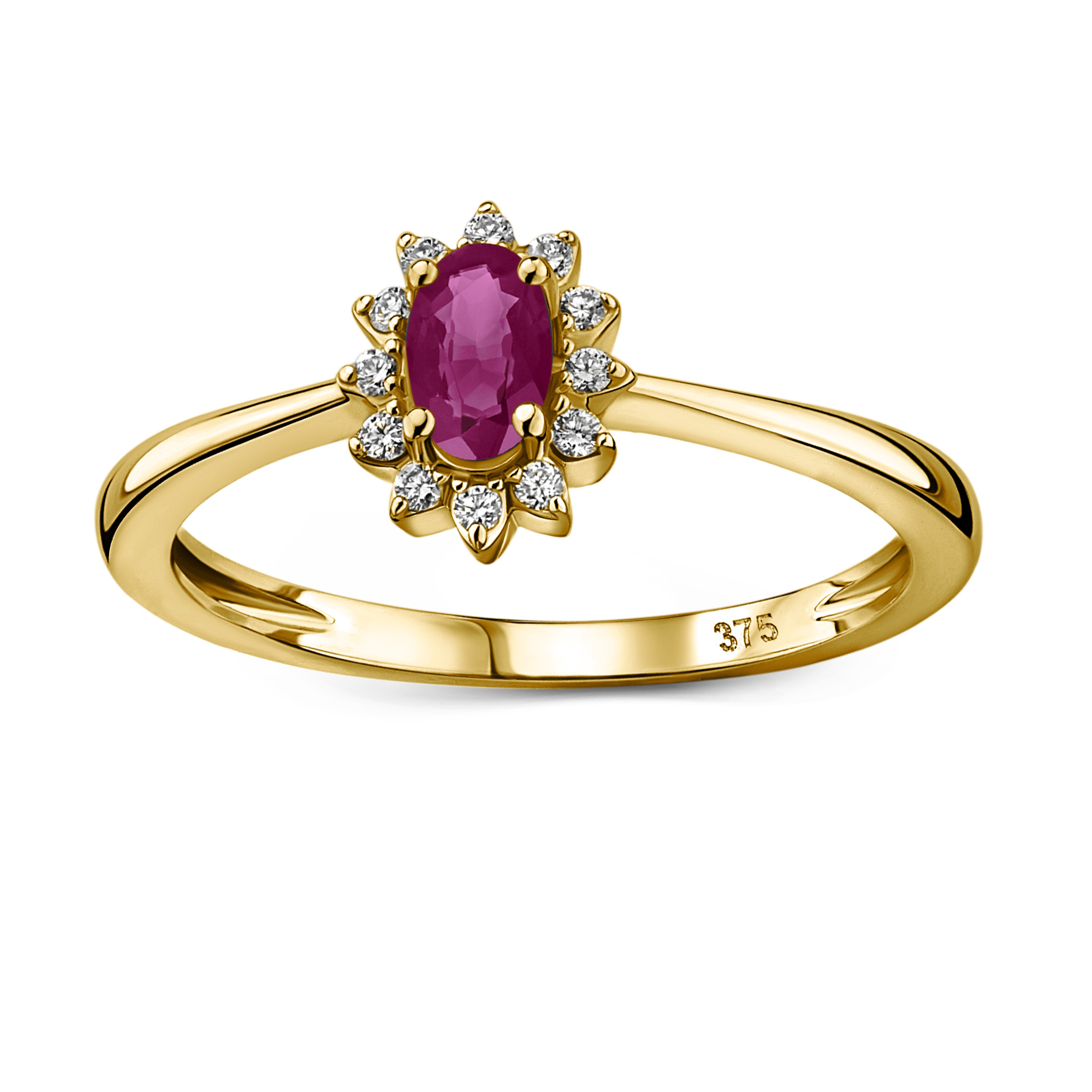 MIORE Anello oro giallo 9 kt con rubino naturale