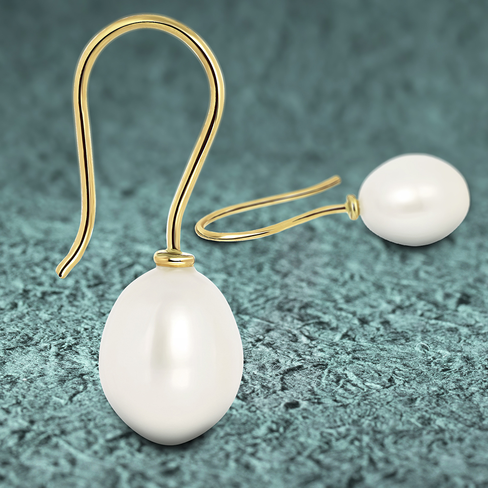 Miore Orecchini Oro Giallo 9KT Perla Acqua Dolce