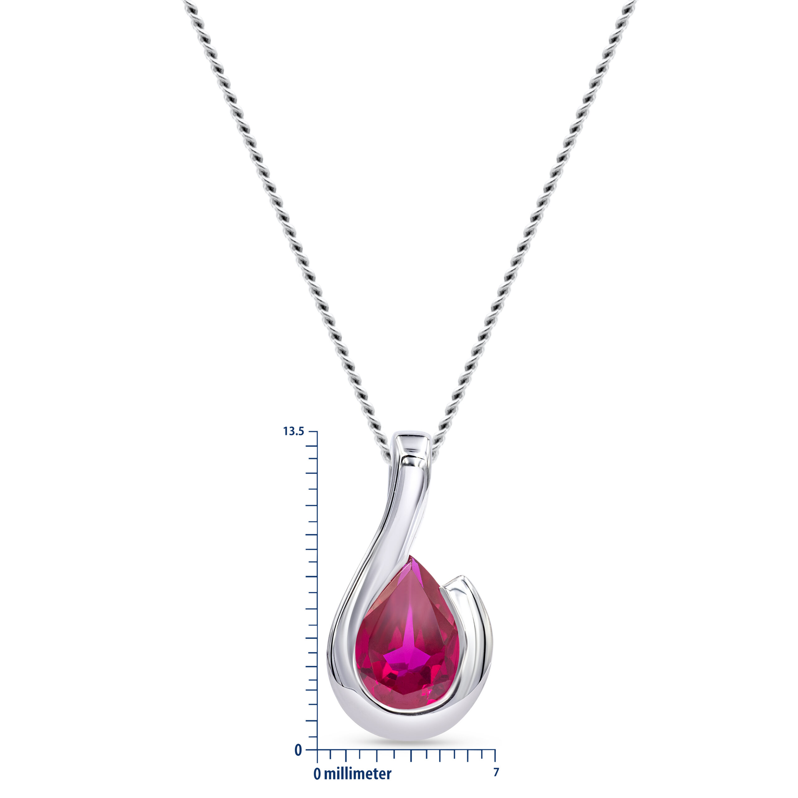 Miore Collana Oro Bianco 9KT Rubino Creato
