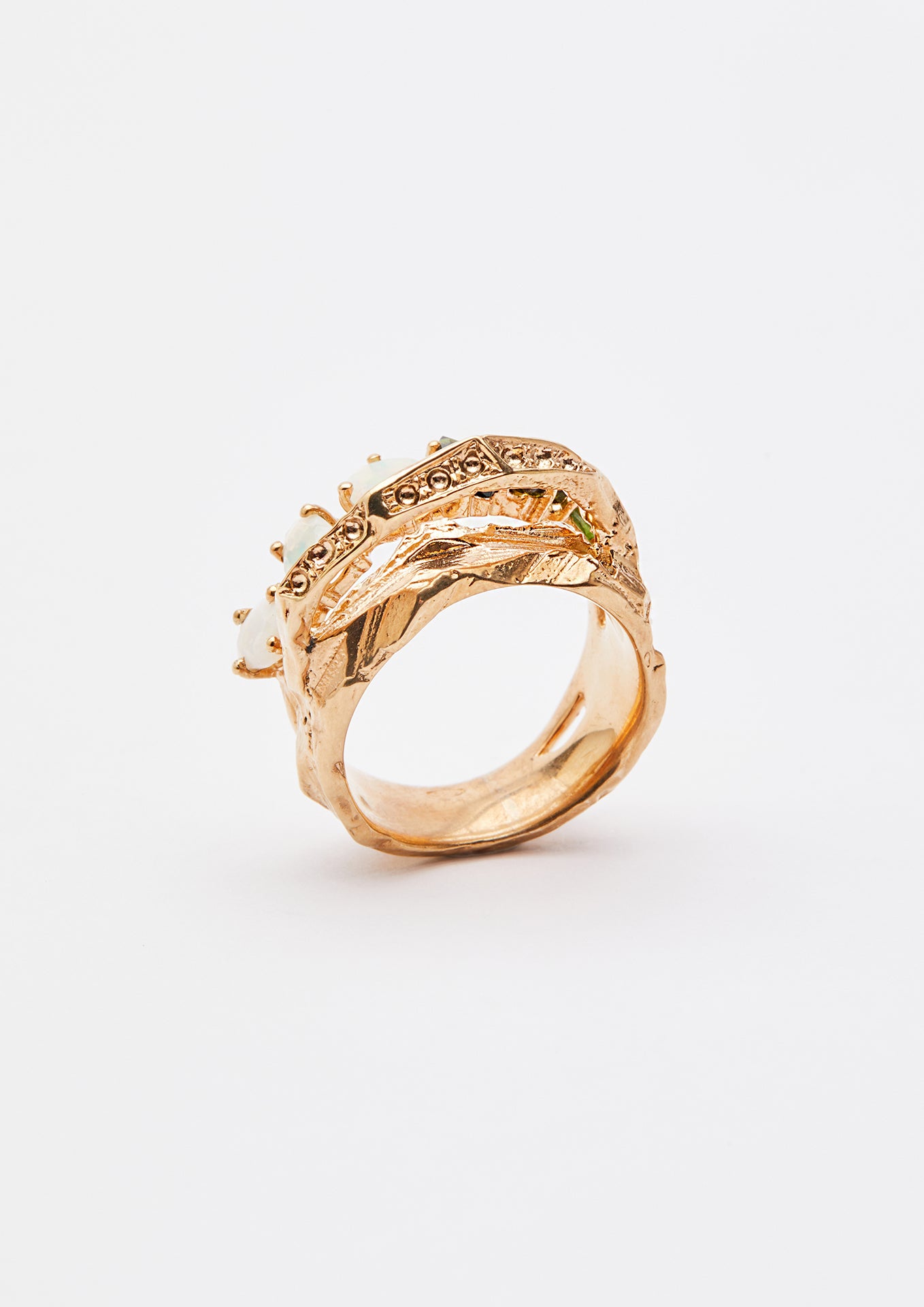 Voodoo Jewels Bold Shapes Ibo Anello Tormaline Opali
