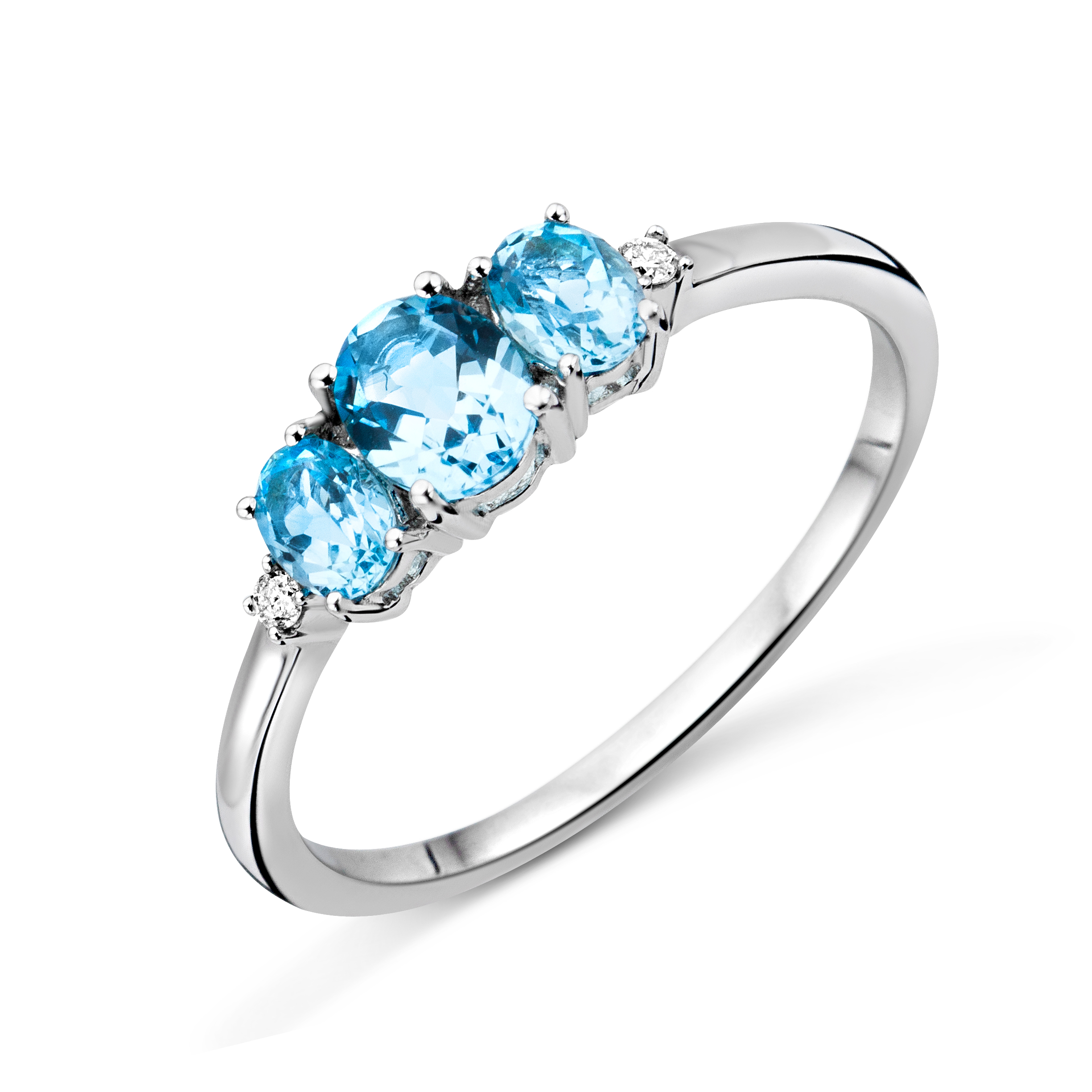 Miore Ring anello oro bianco 375 topazio blu