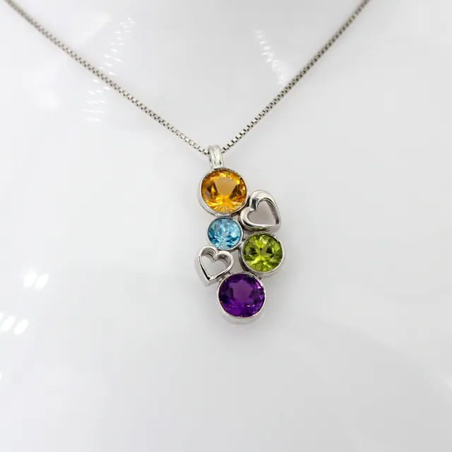 Anna Gioielli Pendenti ciondolo argento cuori 4 pietre 30x15 mm