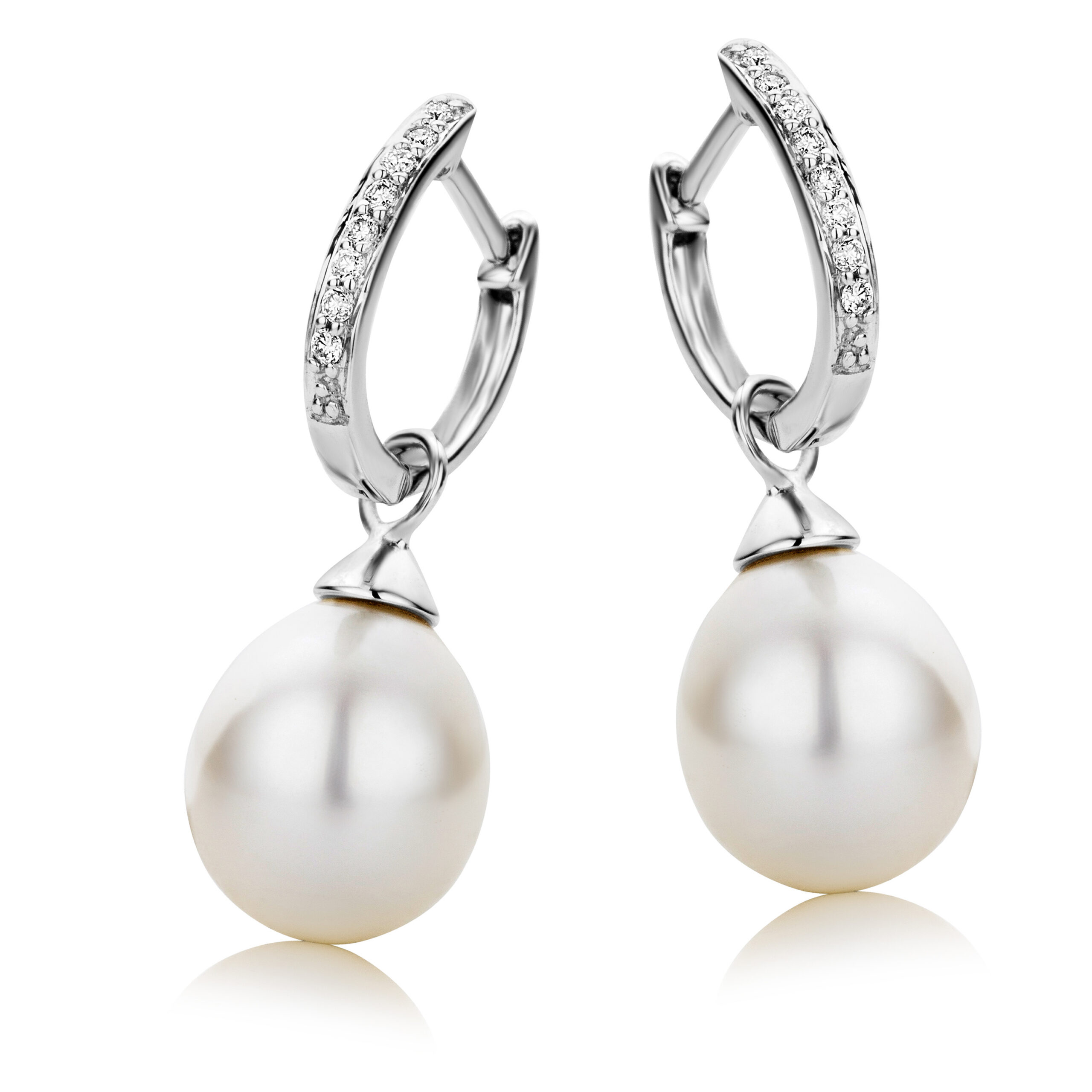 Miore Orecchini oro bianco 9kt perla acqua dolce