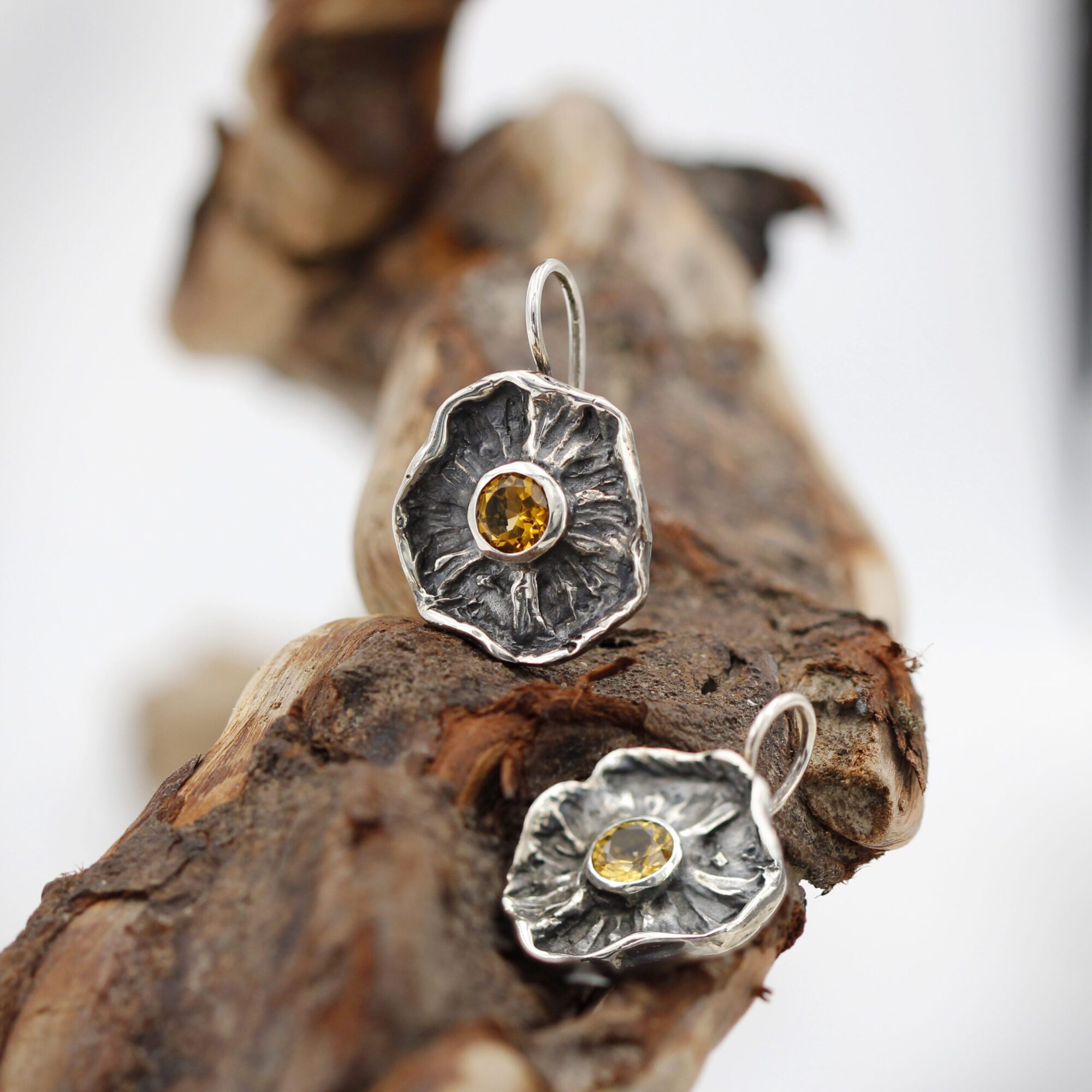 Anna Gioielli Winter Flower orecchini argento 925 quarzo citrino