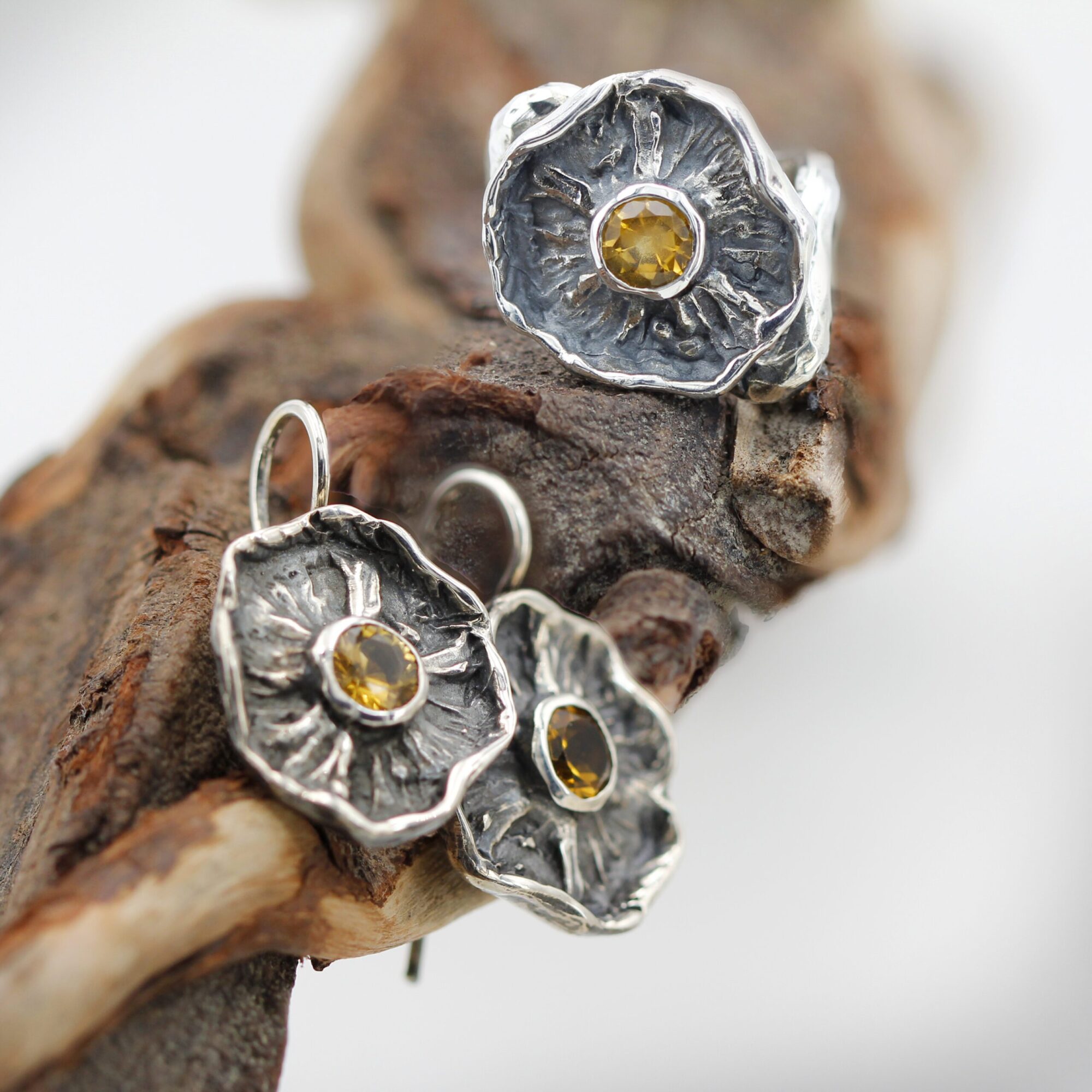 Anna Gioielli Winter Flower orecchini argento 925 quarzo citrino