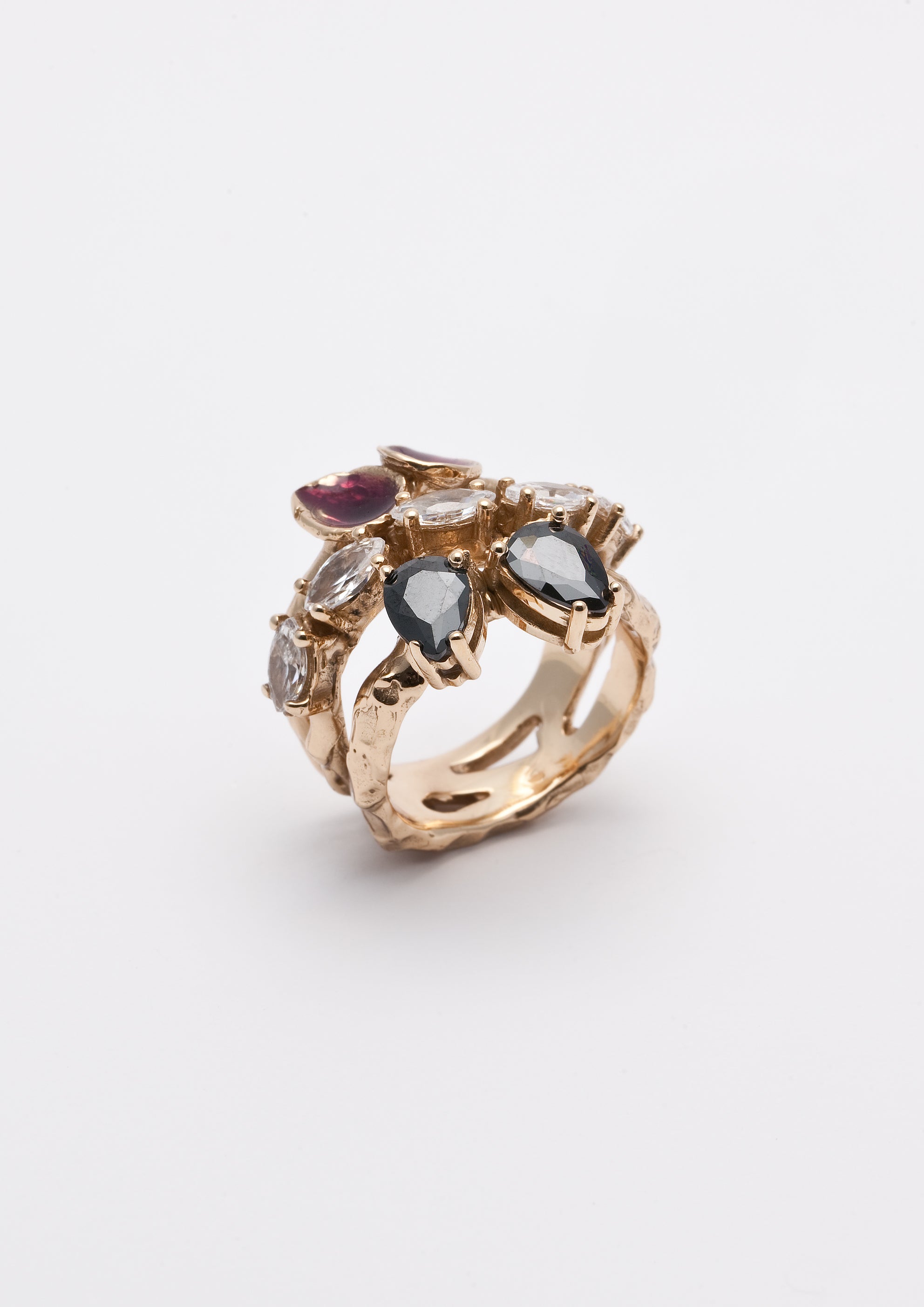 Voodoo Jewels Bold Shapes White Grivilea anello oro goccia